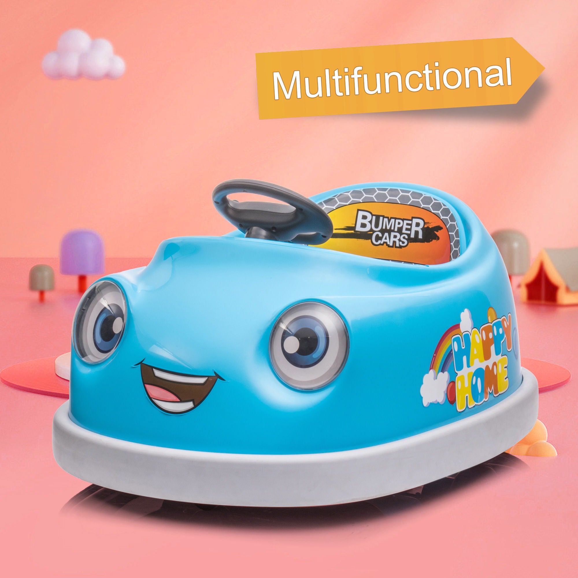 Bumper Car For Kids, 12V Dual Drive 1-6 Years Old Children&