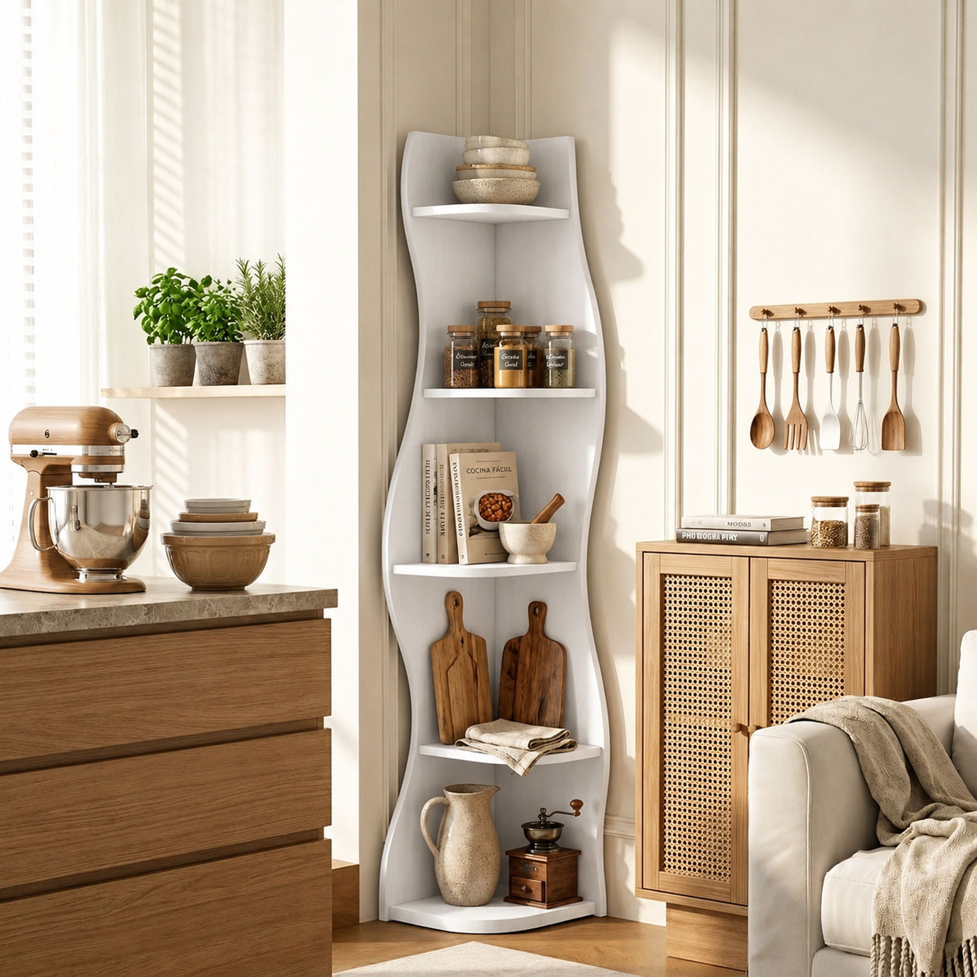 5 Tier S - Shaped Corner Shelf For Living Room