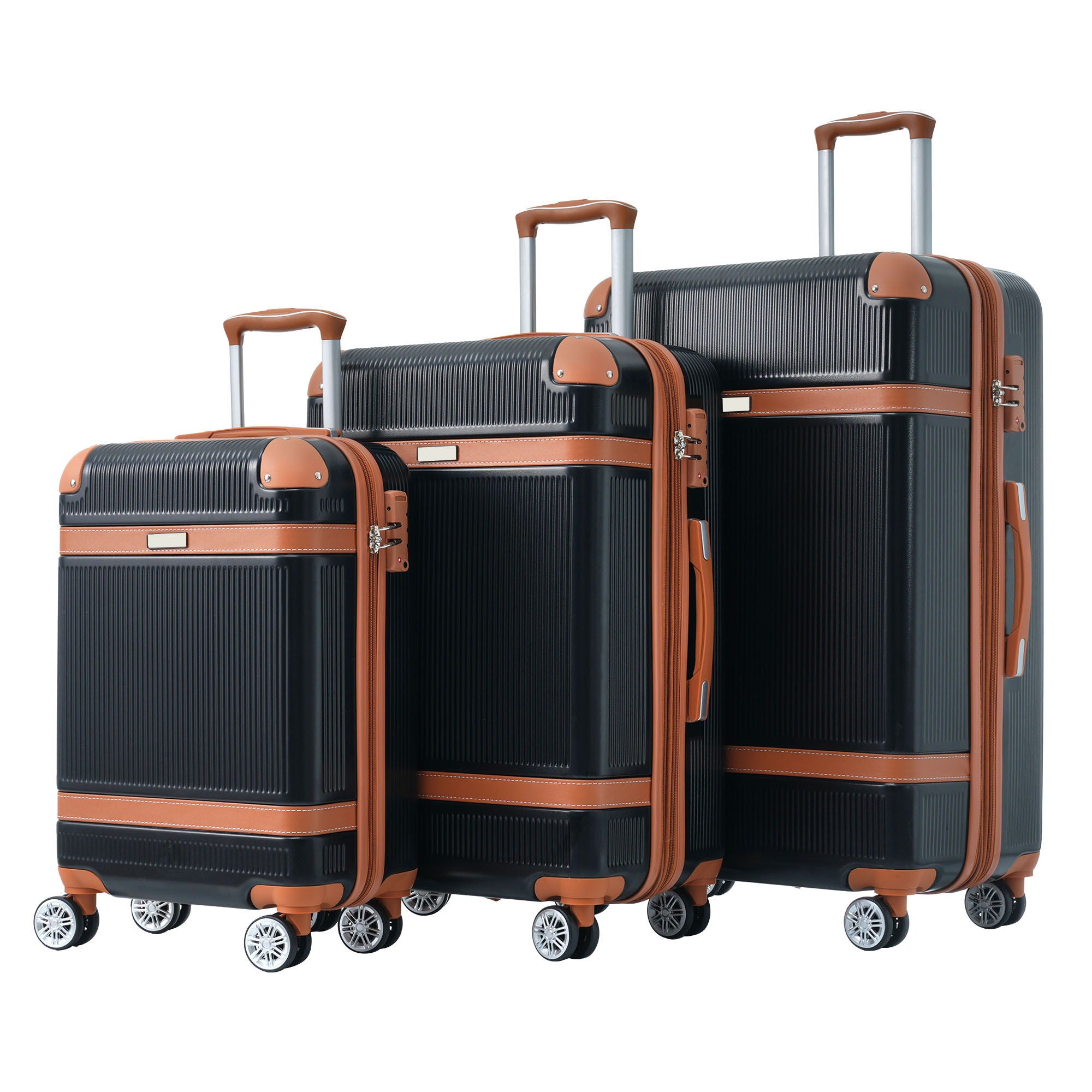 Hardshell Luggage Sets 3 Piece Double Spinner 8 Wheels Suitcase With Tsa Lock Lightweight 20&