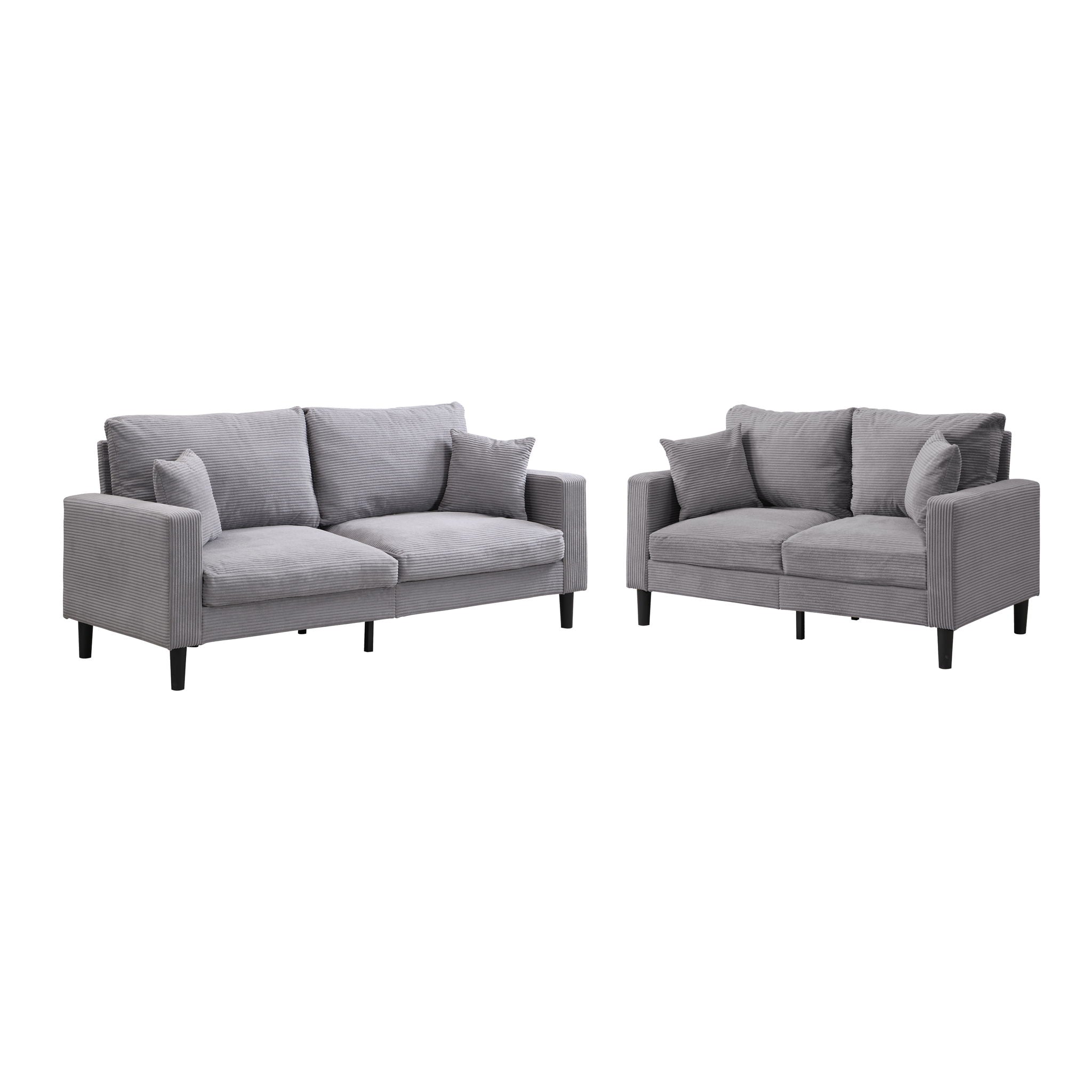 Modern Upholstered 2 Piece Sofa Set With 3 Seater And 2 Seater