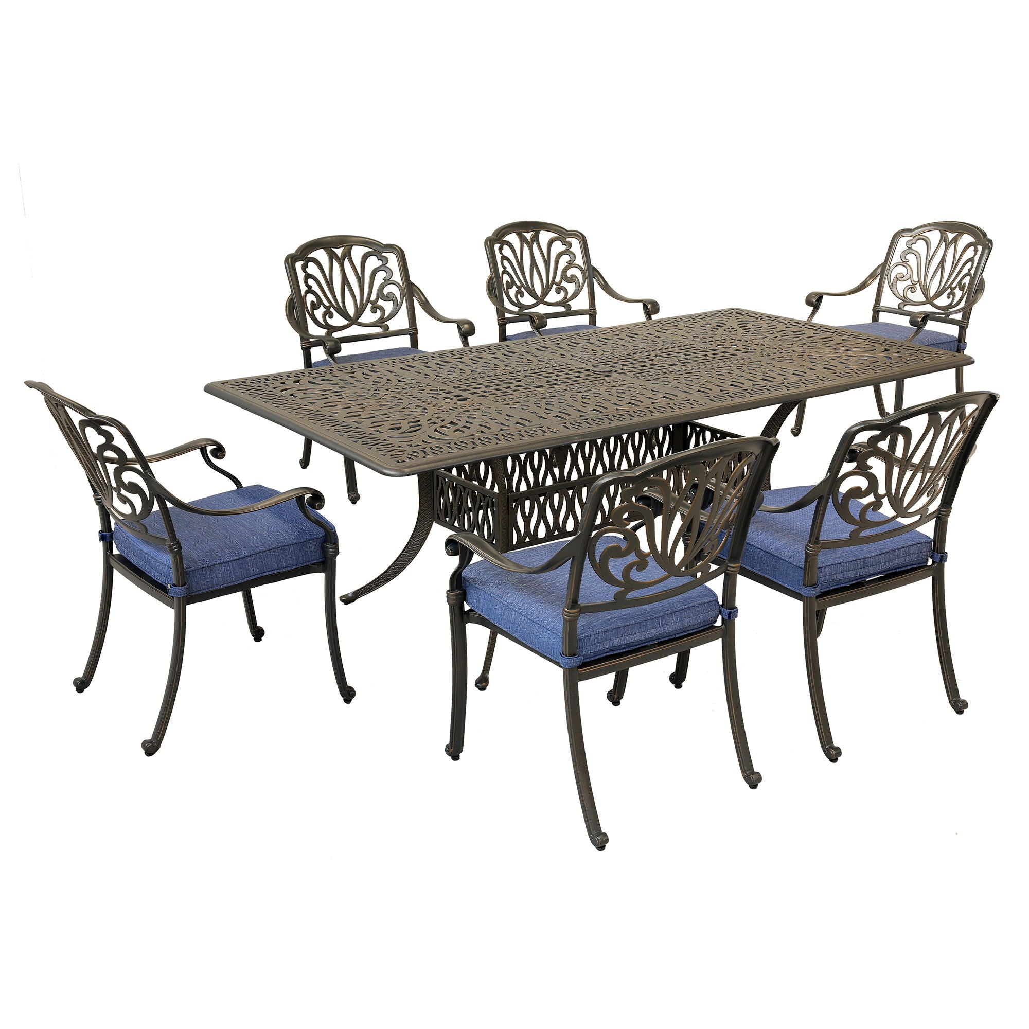 Rectangular Long Dining Set With Sunbrella Cushions