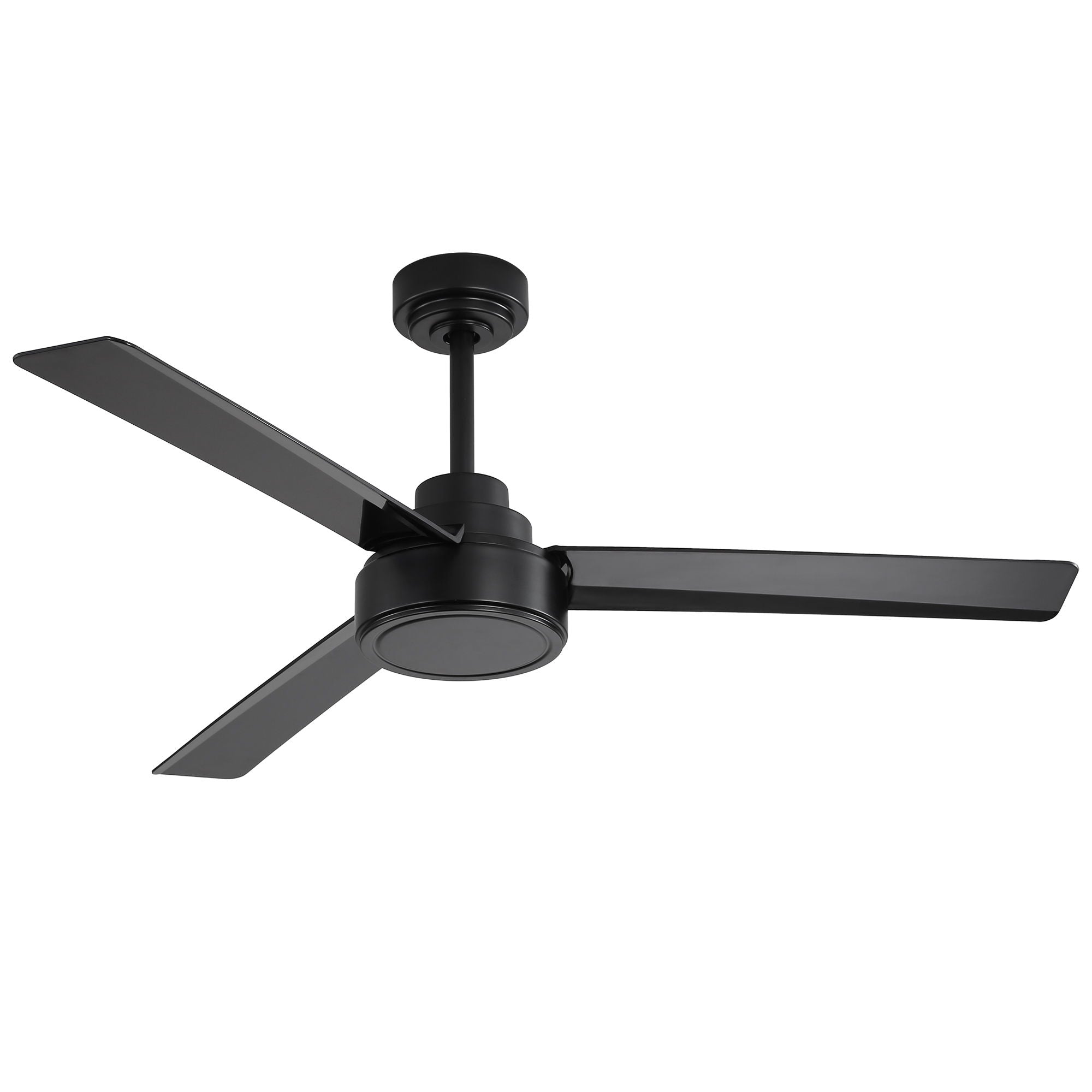 52" Outdoor Ceiling Fan Without Light, 3 Abs Blades Farmhouse Ceiling Fan With Remote Control 6-Speed Reversible Dc Motor For Living Room, Bedroom, Kitchen - Black