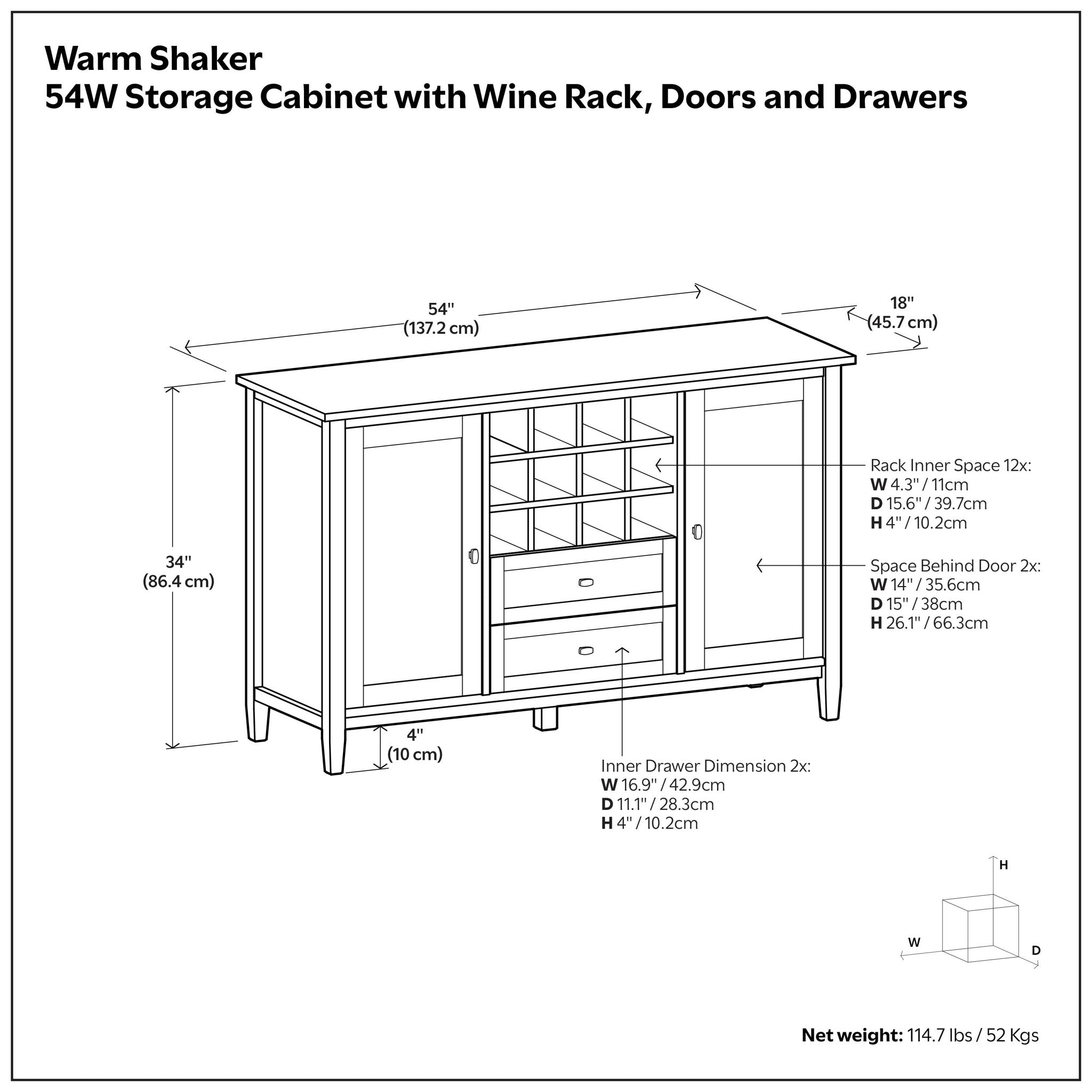 Warm Shaker - Storage Cabinet With Wine Rack - Brown