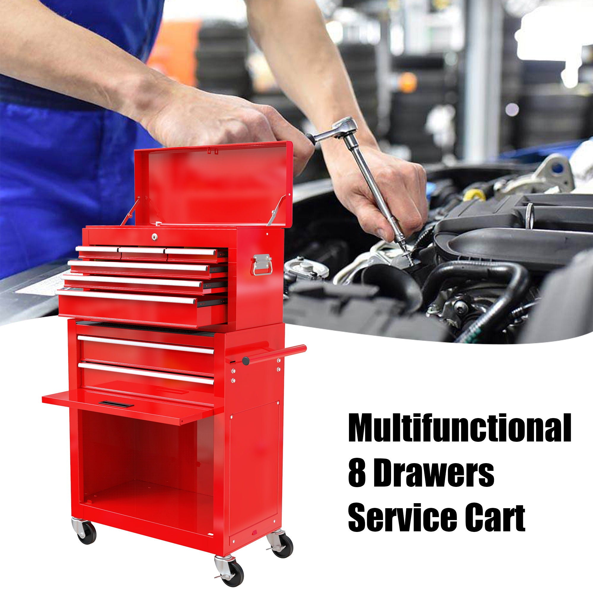 High Capacity Rolling Tool Chest With Wheels And Drawers, Storage Cabinet