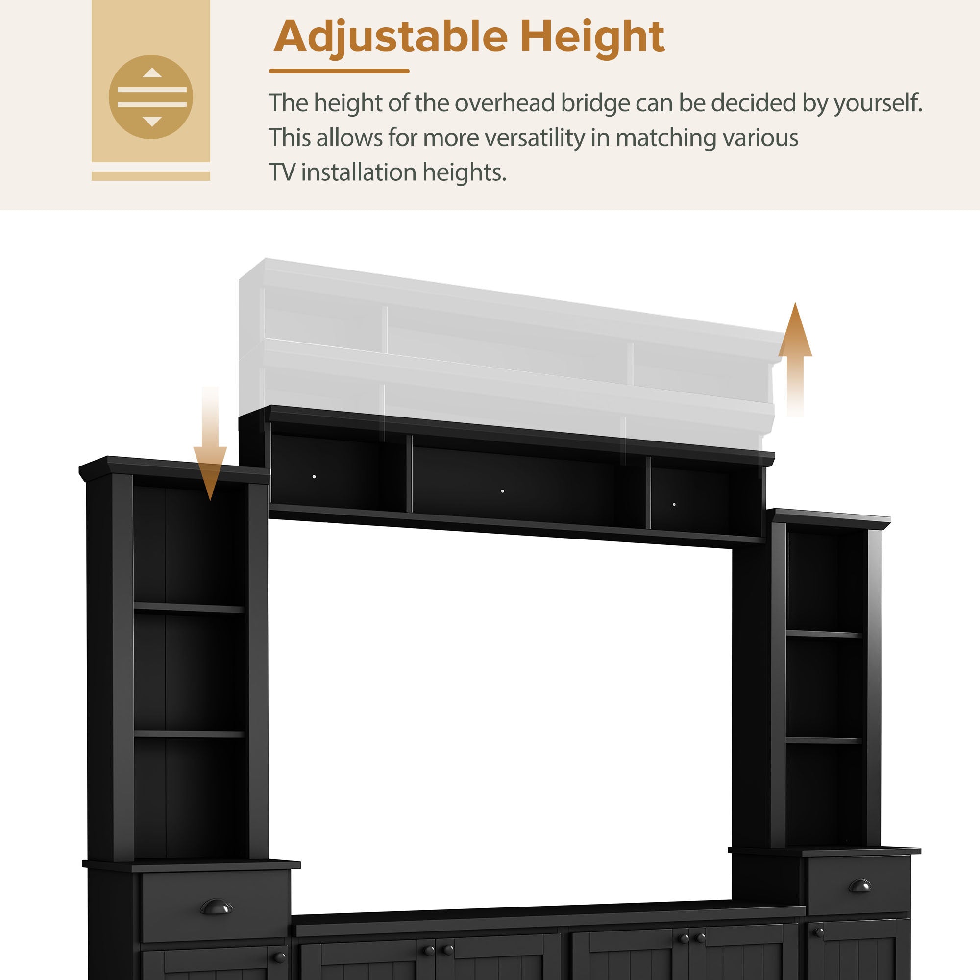 Entertainment Wall Unit Set with Bridge for TVs Up to 75&