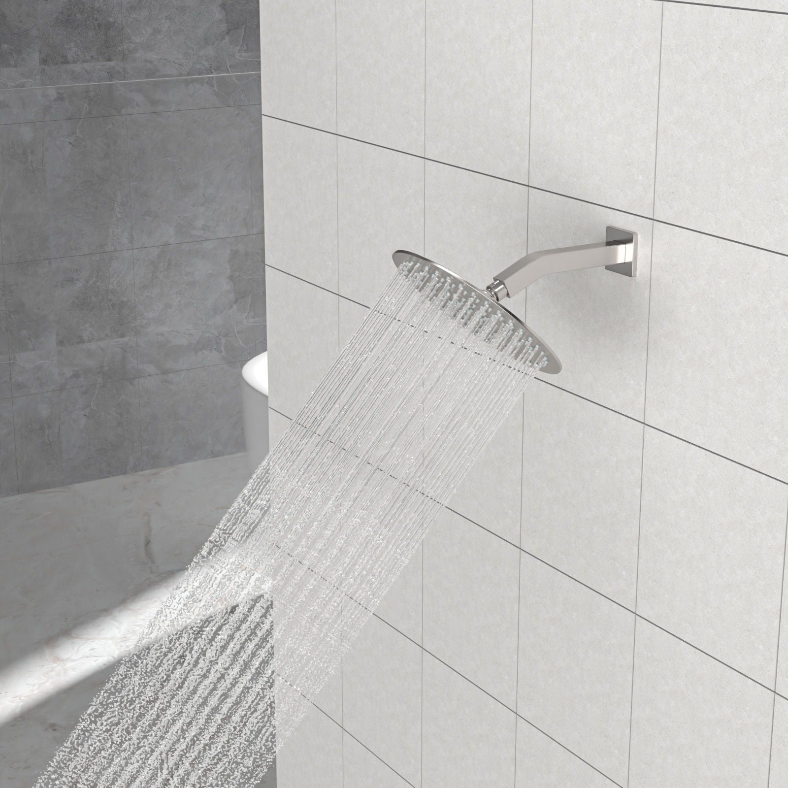Elegant 6" Shower Arm With Flange, Stainless Steel Construction For Rain Shower Heads