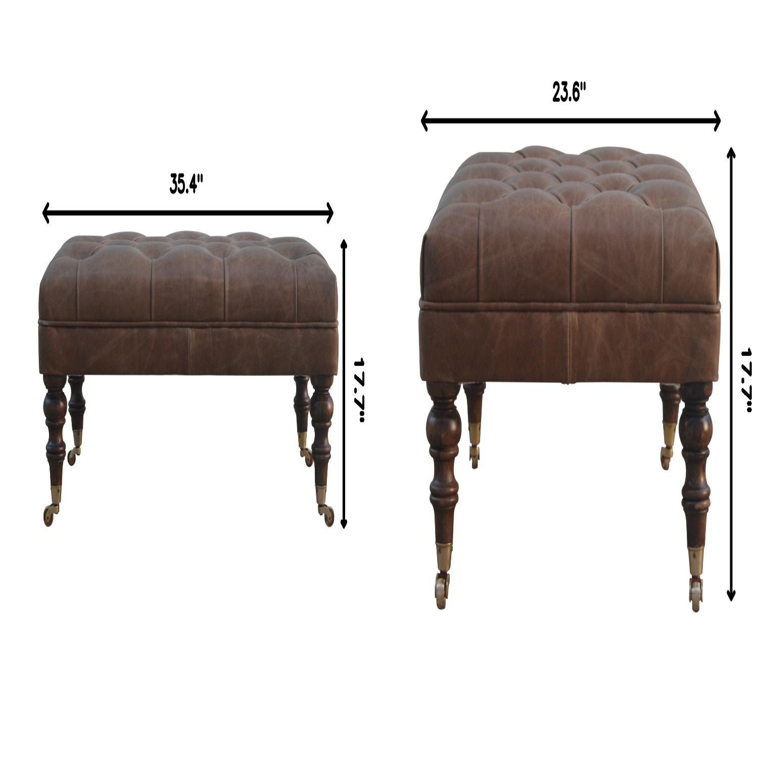 Buffalo - Leather Ottoman With Castor Legs