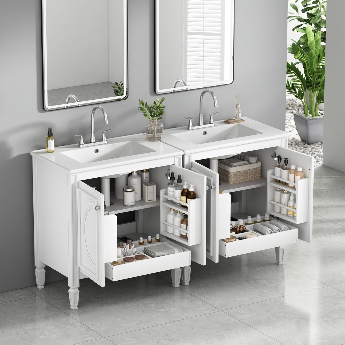 Bathroom Vanity With Sink With 2 Doors And Adjustable Shelf