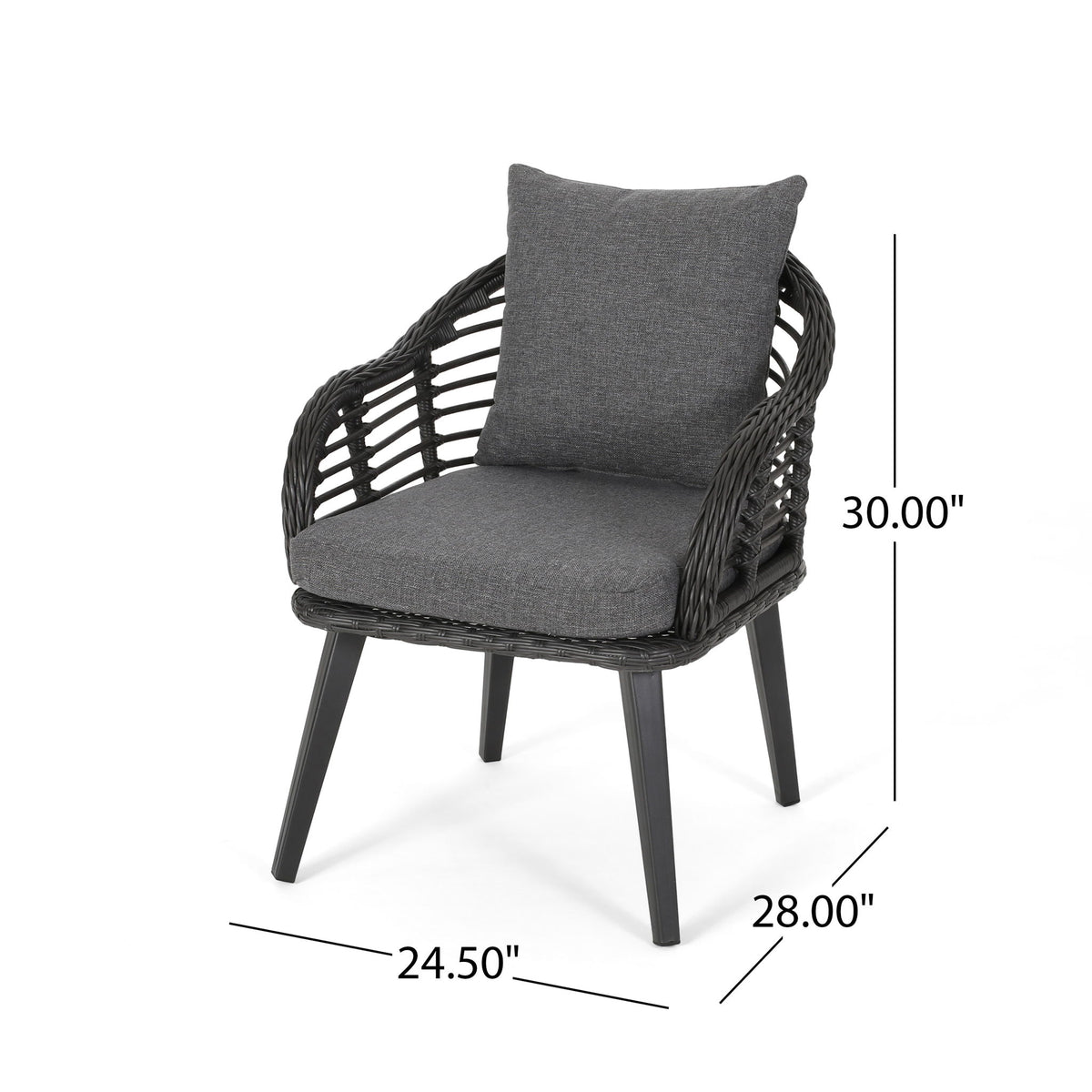 Outdoor Accent Chair With Aluminum Frame And Rattan Seating