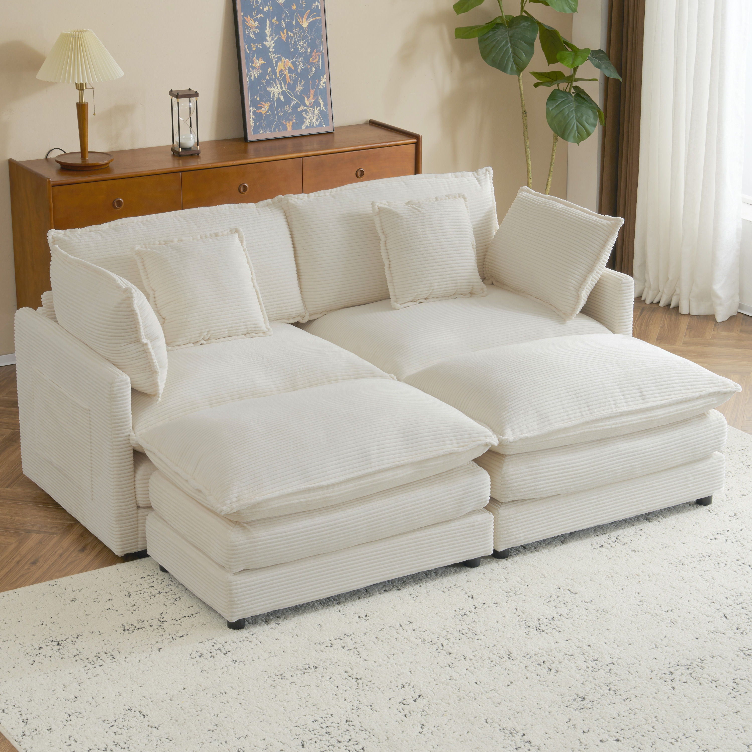 Modern Modular Sectional Sofa With Side Storage Pockets For Living Room
