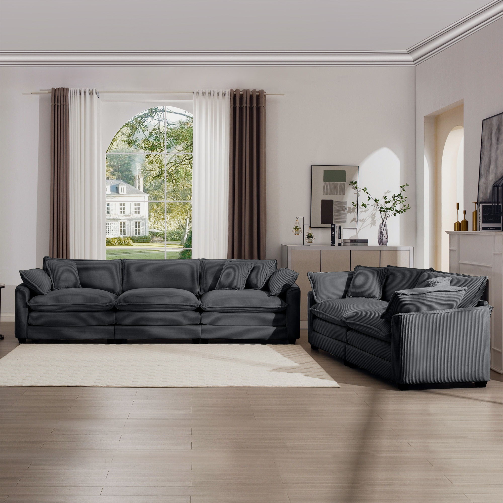 Elegant Oversized Sectional Sofa Set With Deep Seats And Flexible Layout