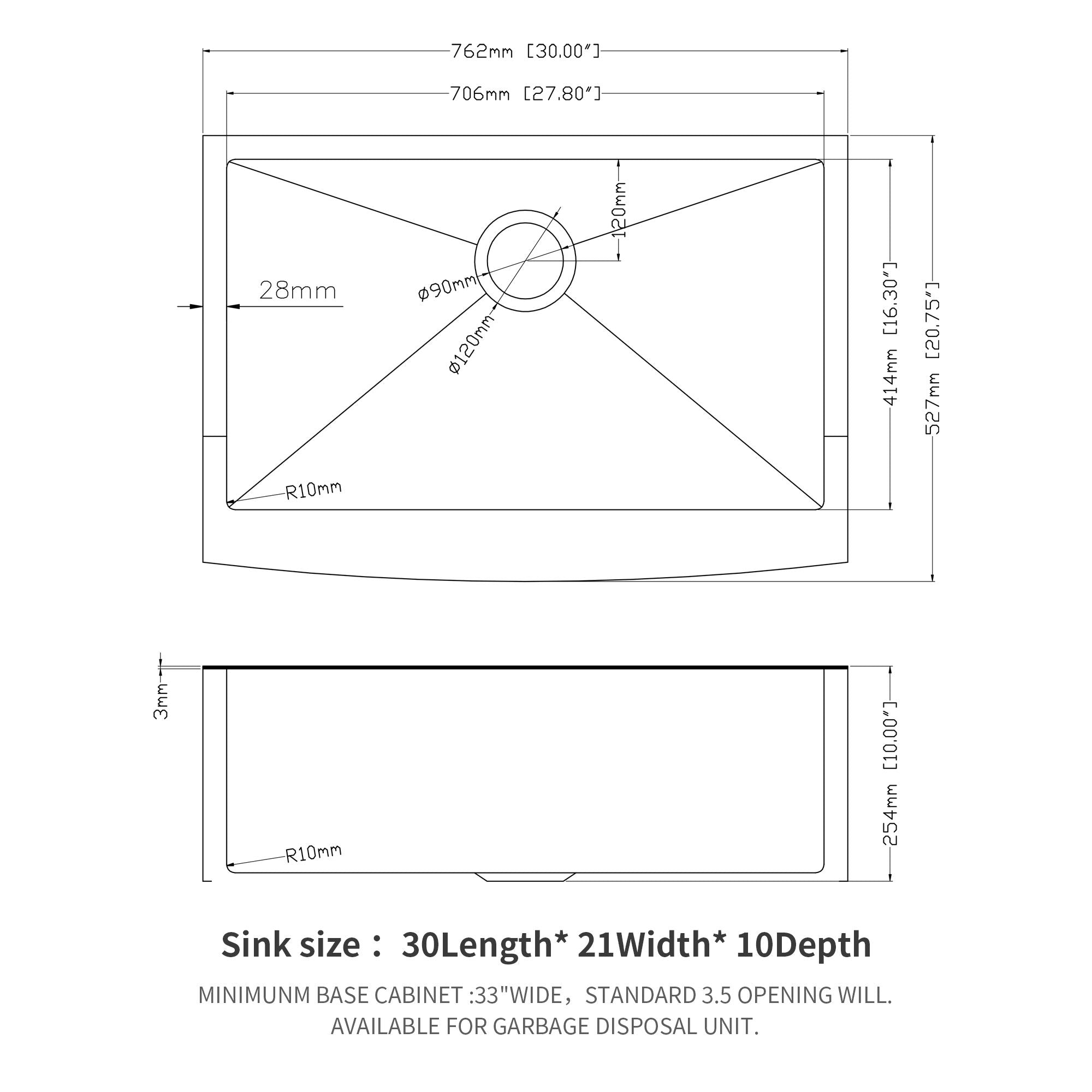 Farmhouse Kitchen Sink, Stainless Steel, Apron Front