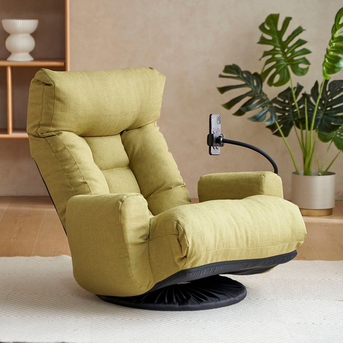 Adjustable Swivel Lounge Chair With 360 Degree Rotating Seat And Headrest Support