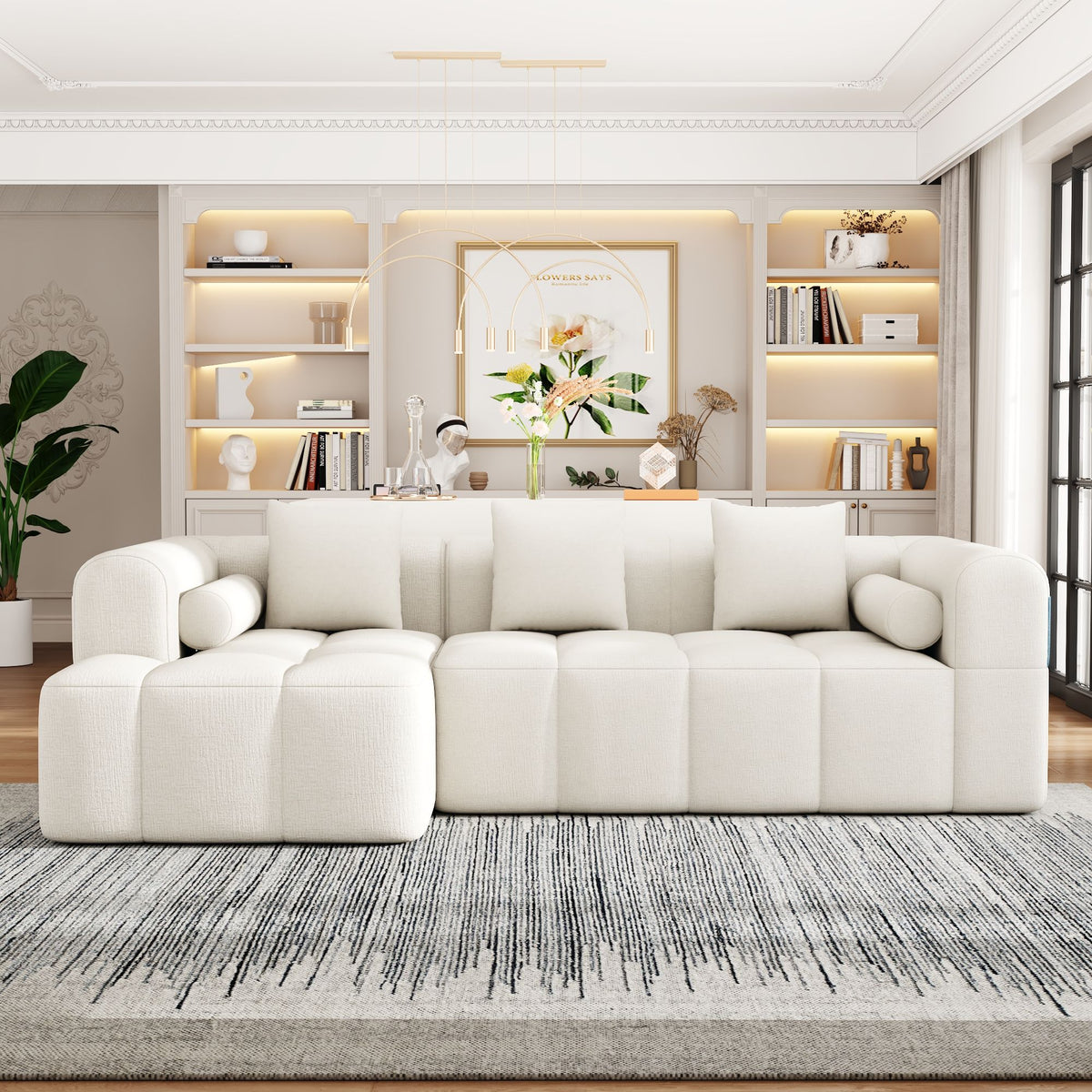 Sectional Free Combined Sofa With 2 Side Pockets