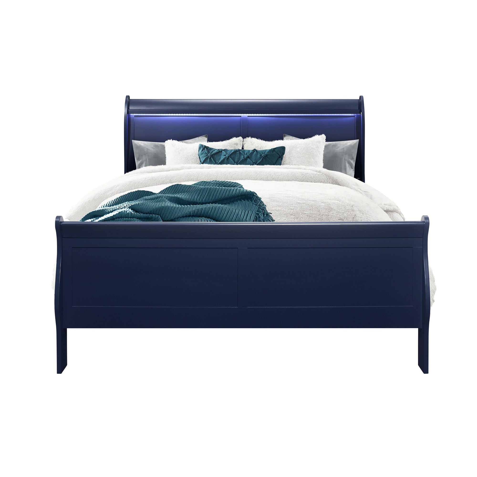 Charlston - Modern Sleigh Design Bed With LED