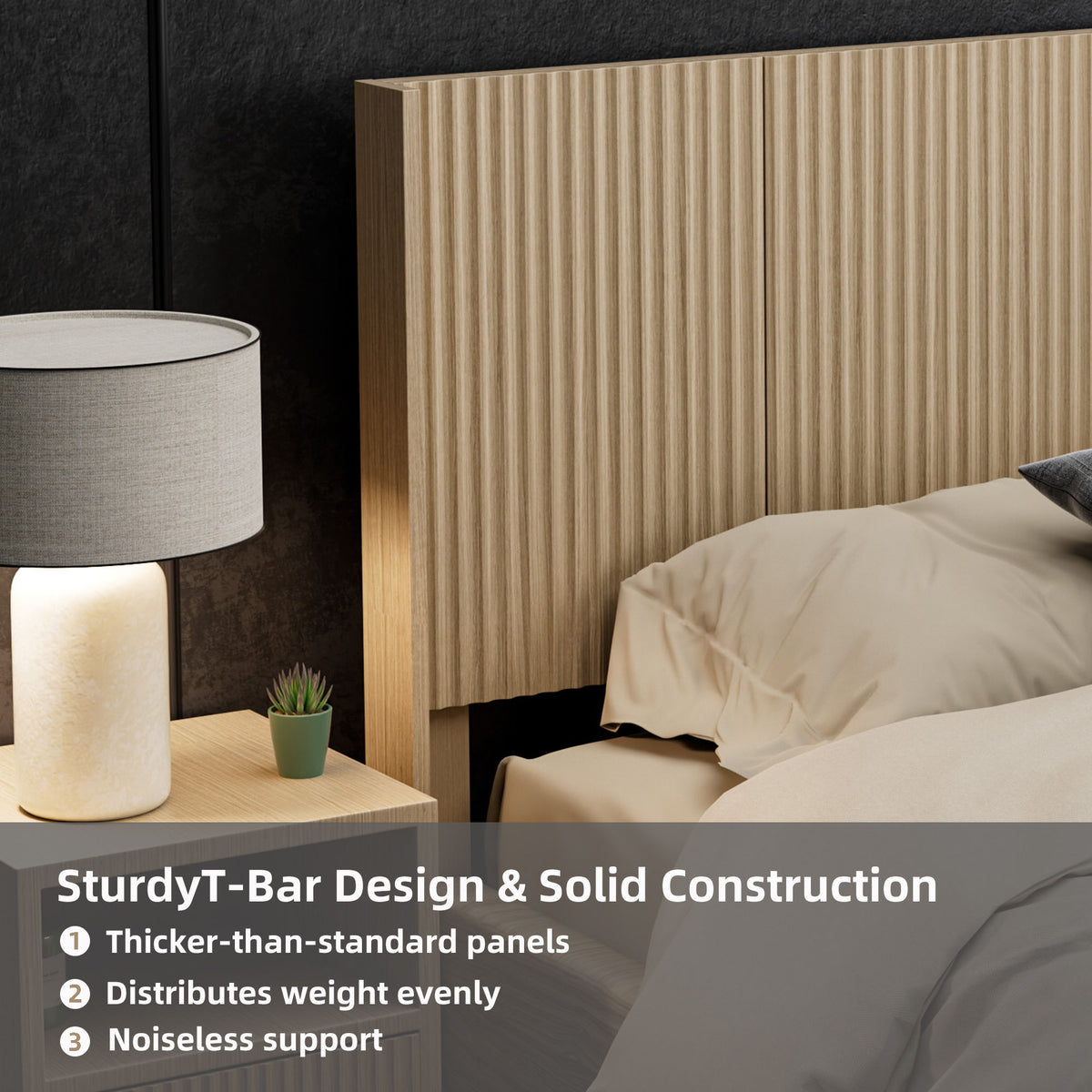 Modern Wide Wall Mounted Fluted Panel Headboard