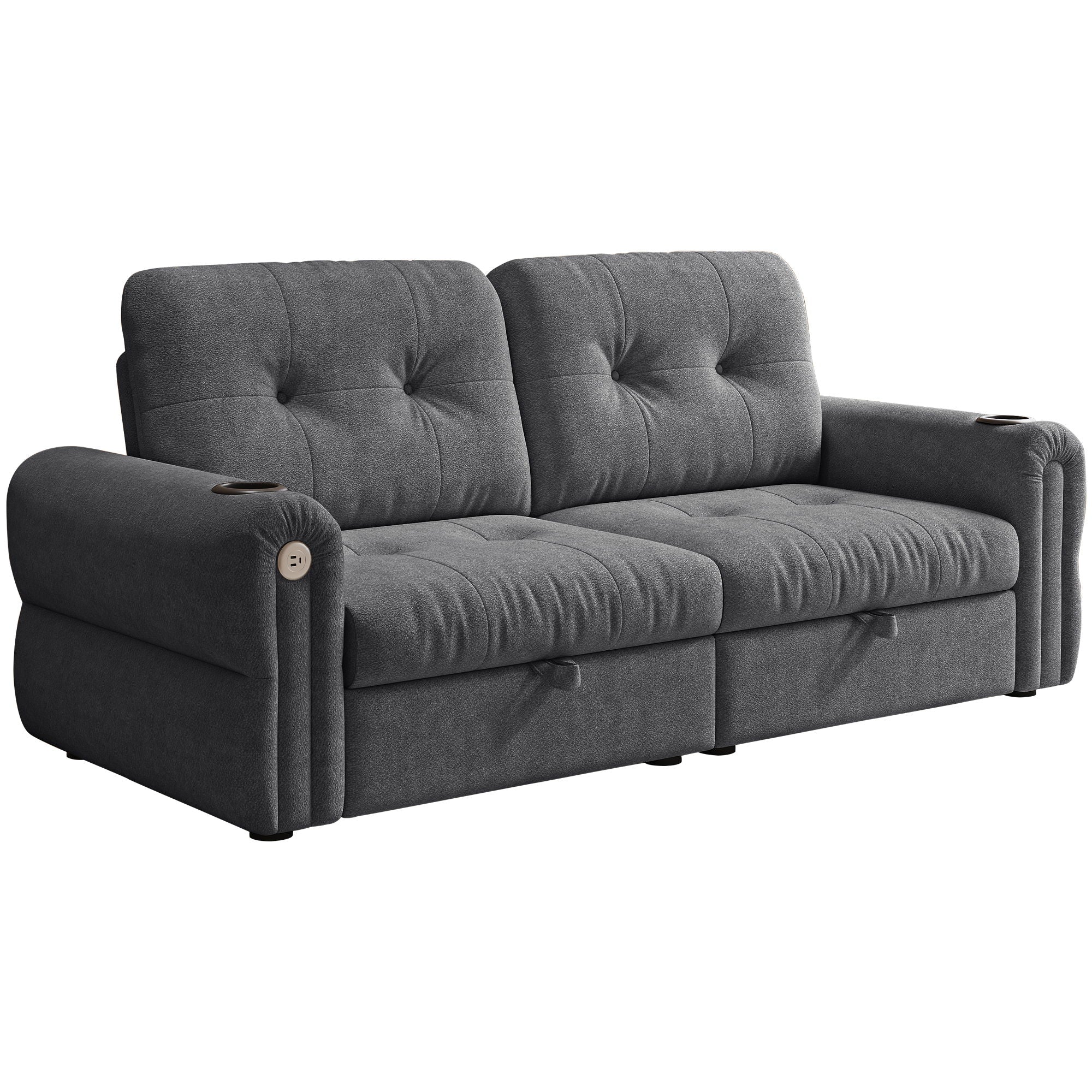 2 In 1 Convertible Sofa Bed For Living Room - Dark Gray - Fabric