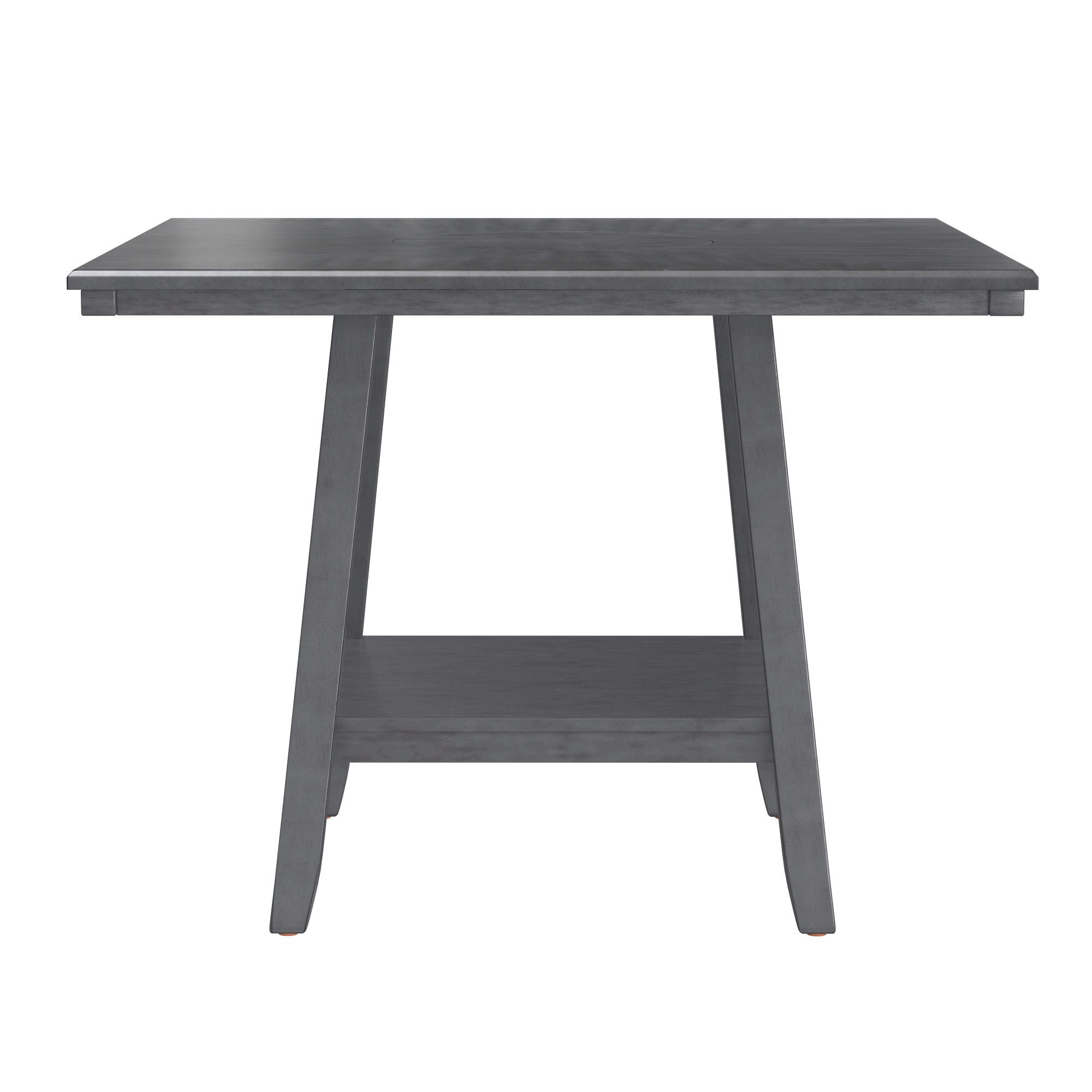 Counter Height Dining Table With Tapered Base And Lazy Susan - Gray