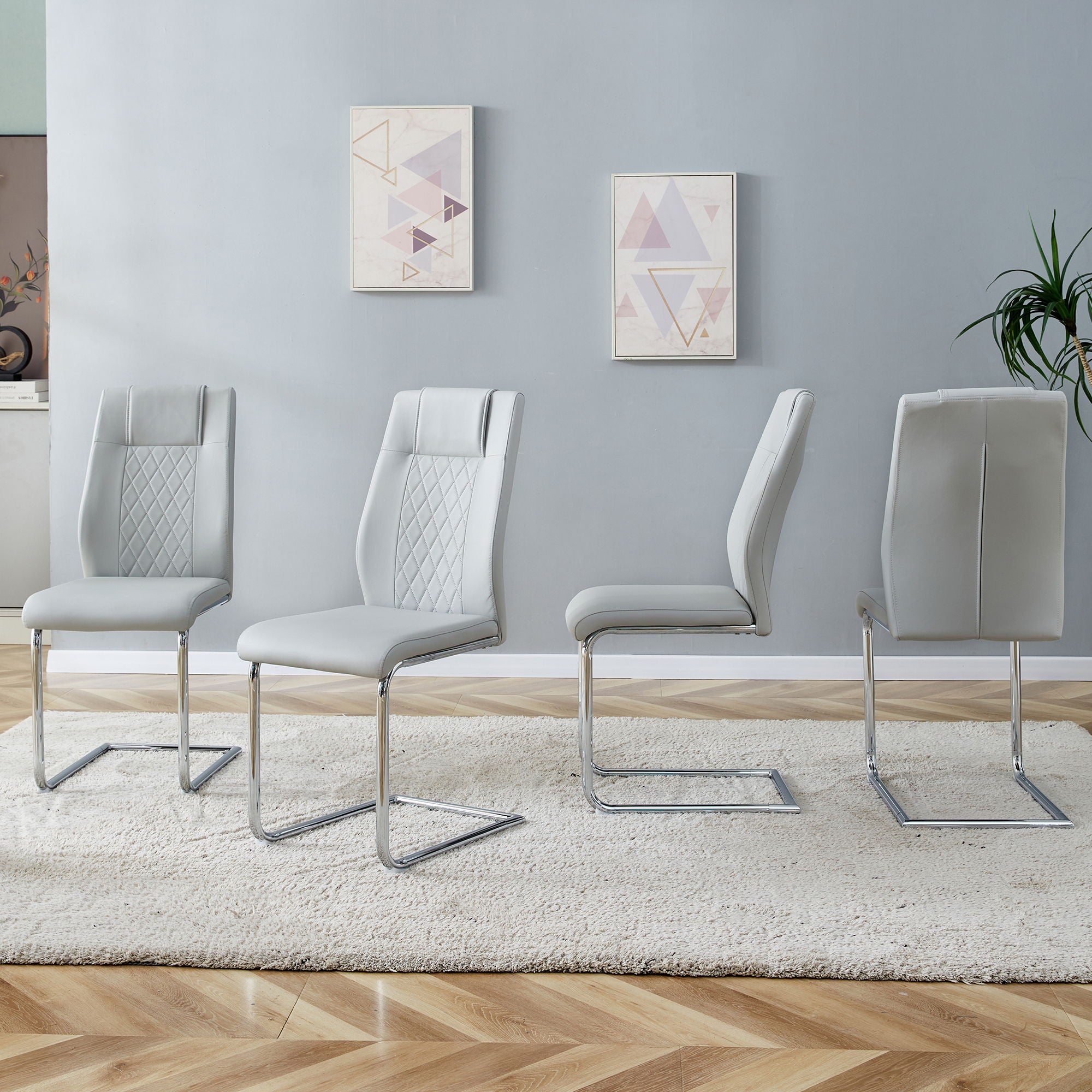 Modern Dining Chairs With Padded Seat, Metal Legs