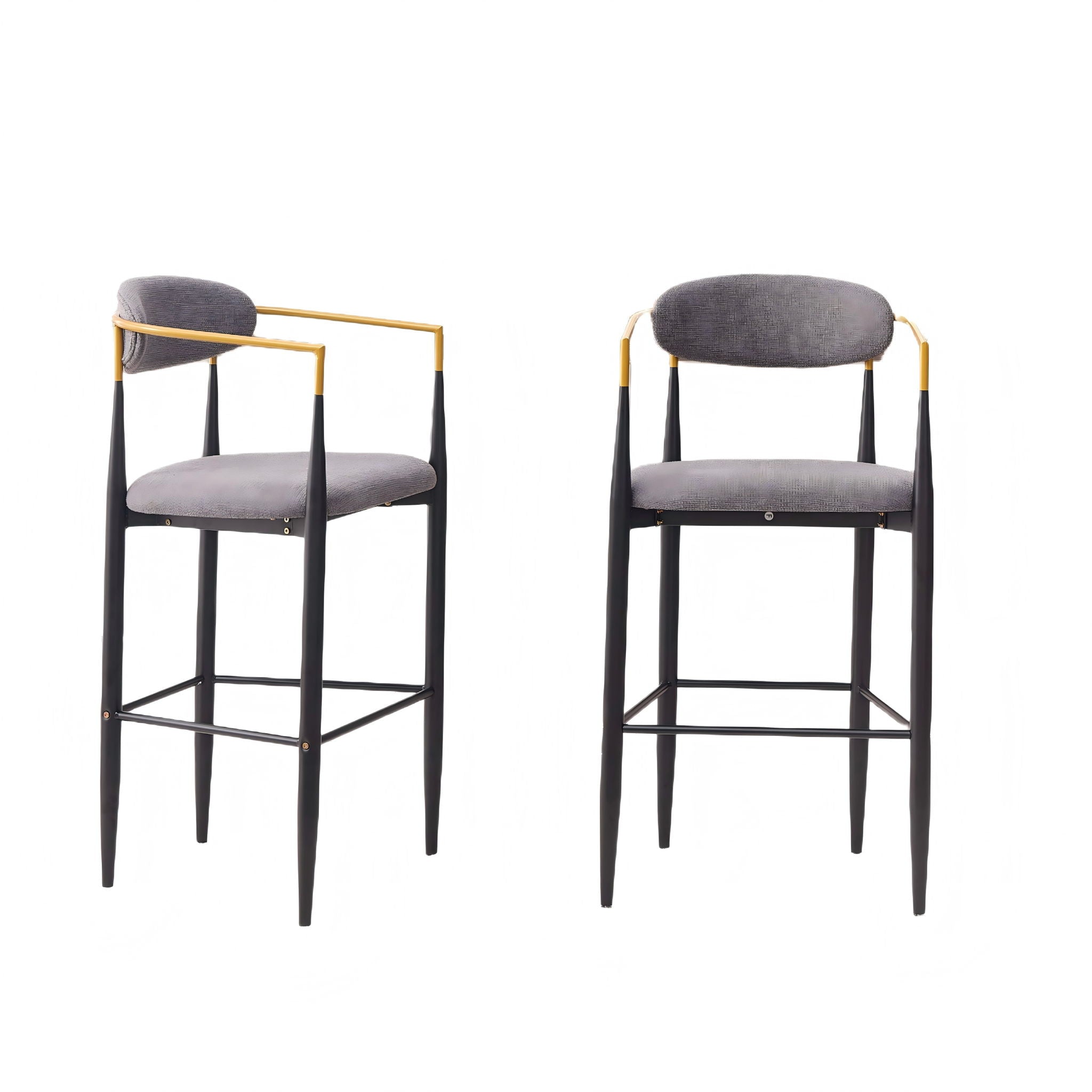 Upholstered Bar Stool With Ergonomic Design (Set of 2)