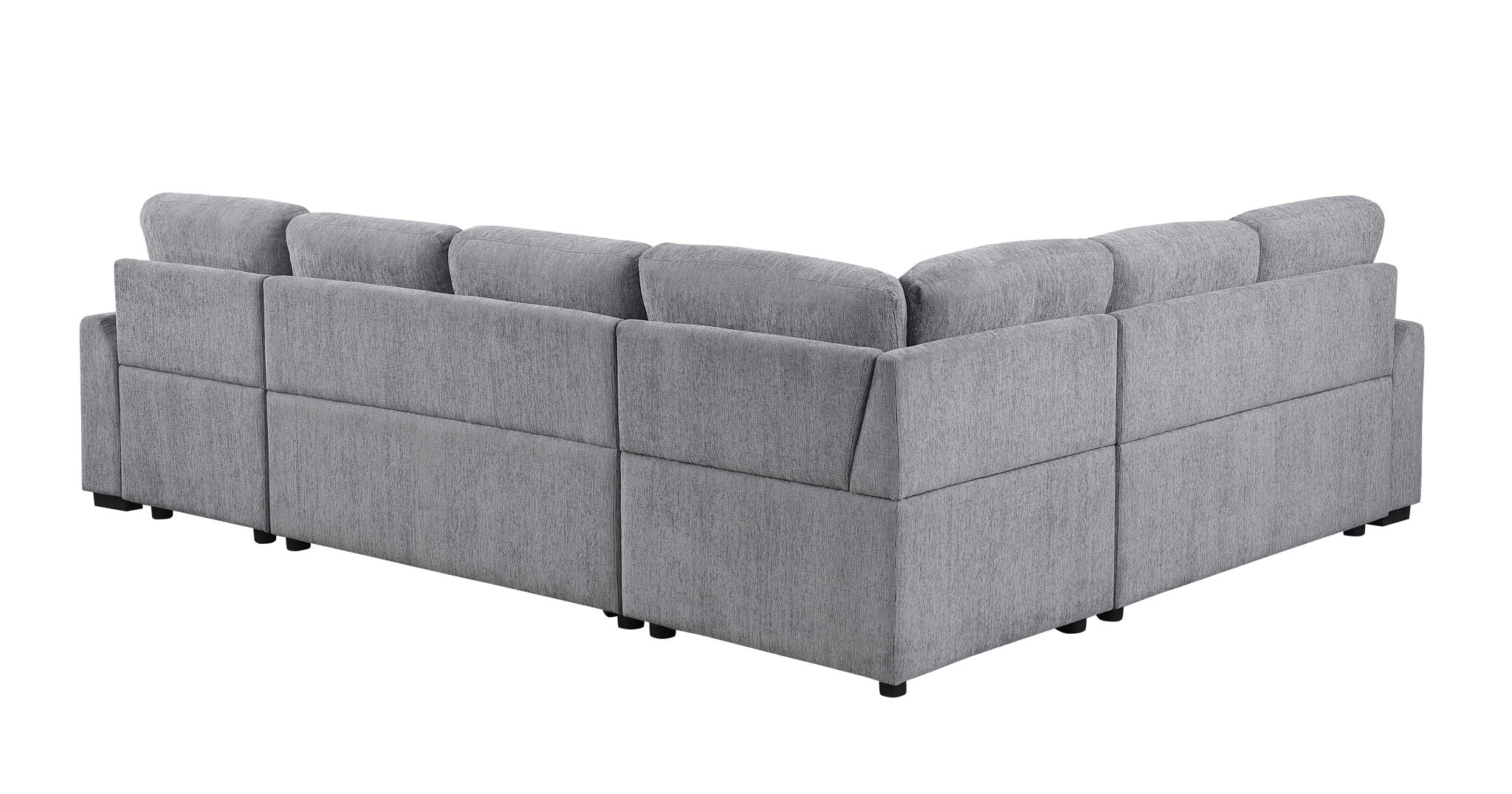 Nyhan - Upholstered Corner Sectional With Pull Out Loveseat And Storaged Chaise