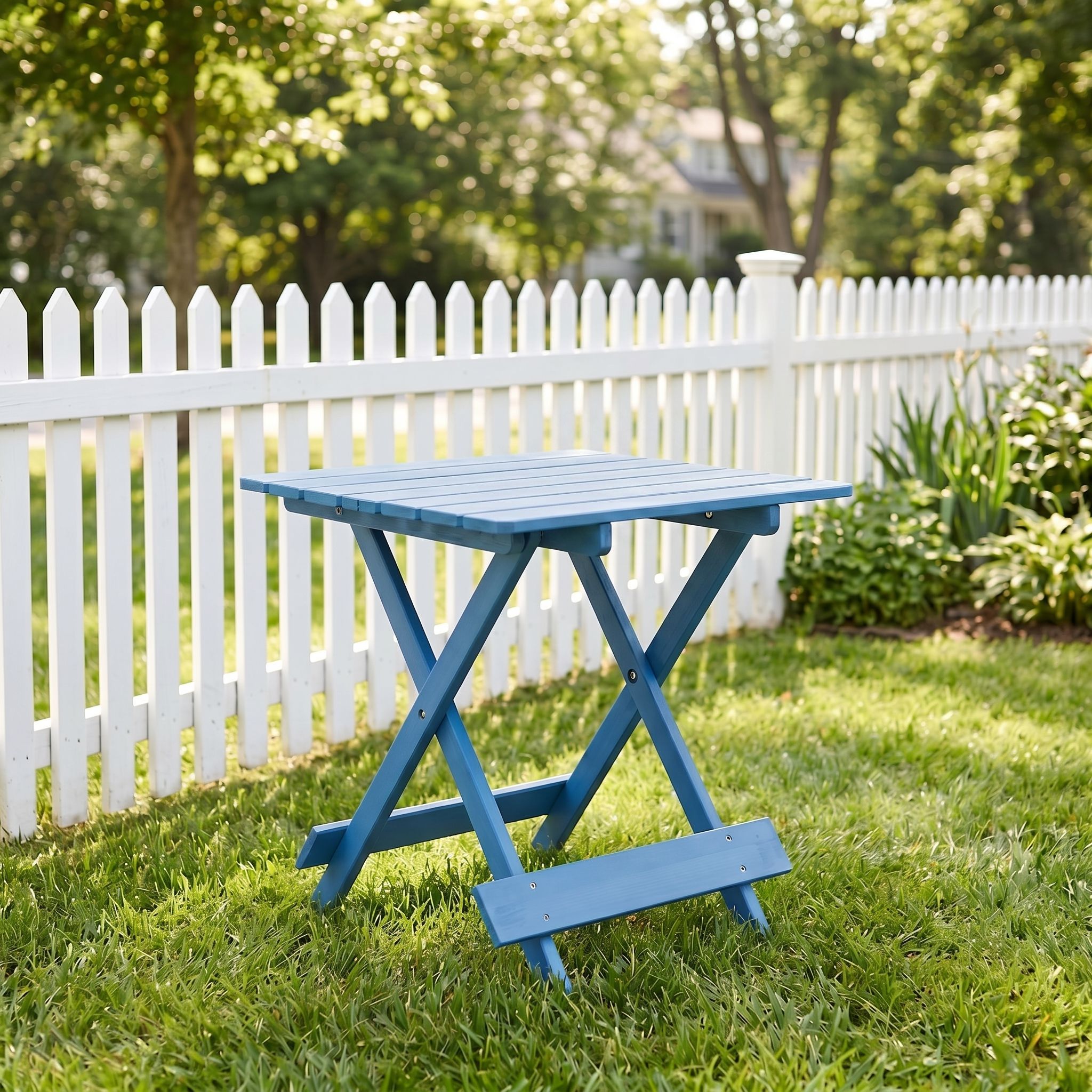 Folding Square Table For Backyard - Blue