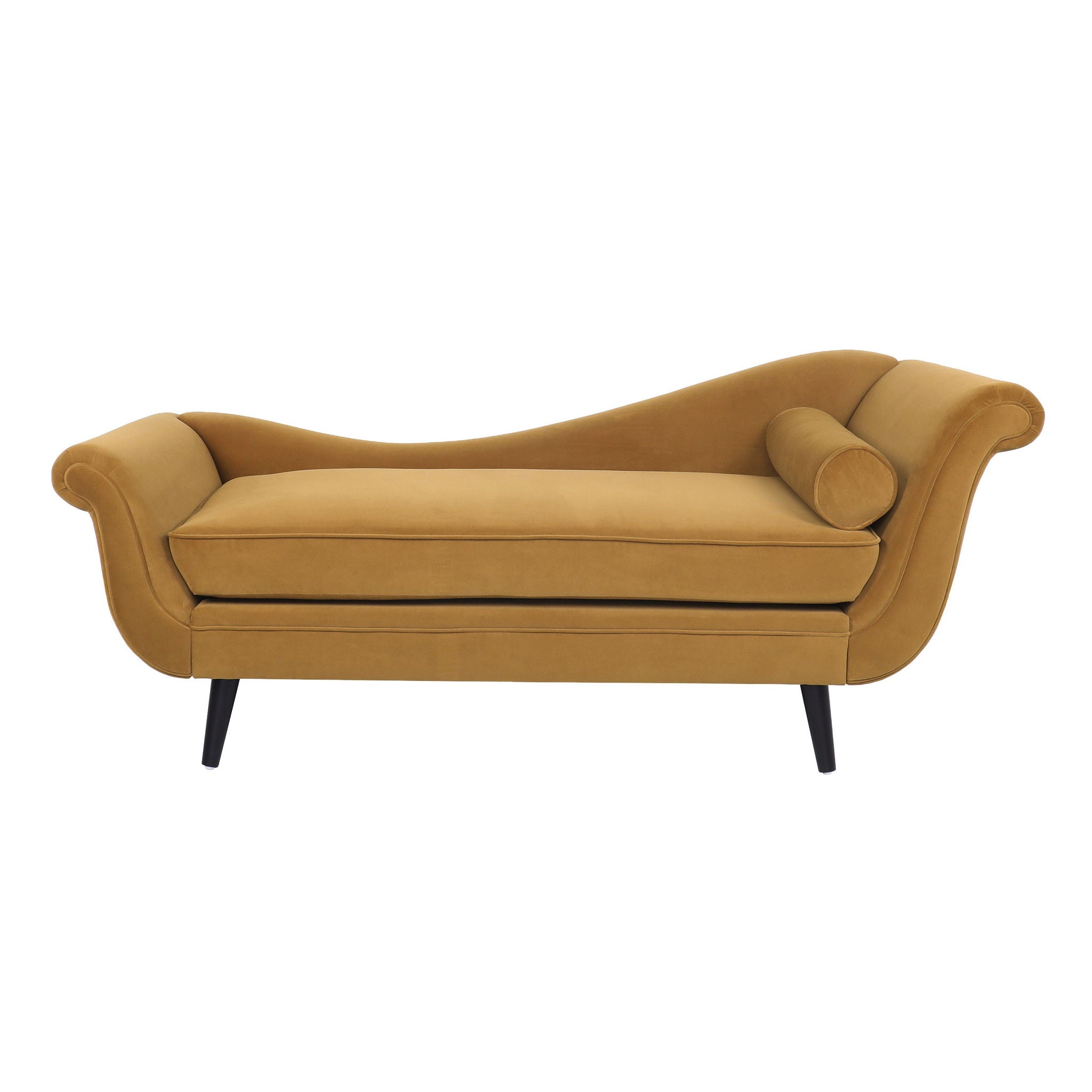 Auroral - Upholstered Chaise Lounge With Scrolled Arms And Tapered Legs