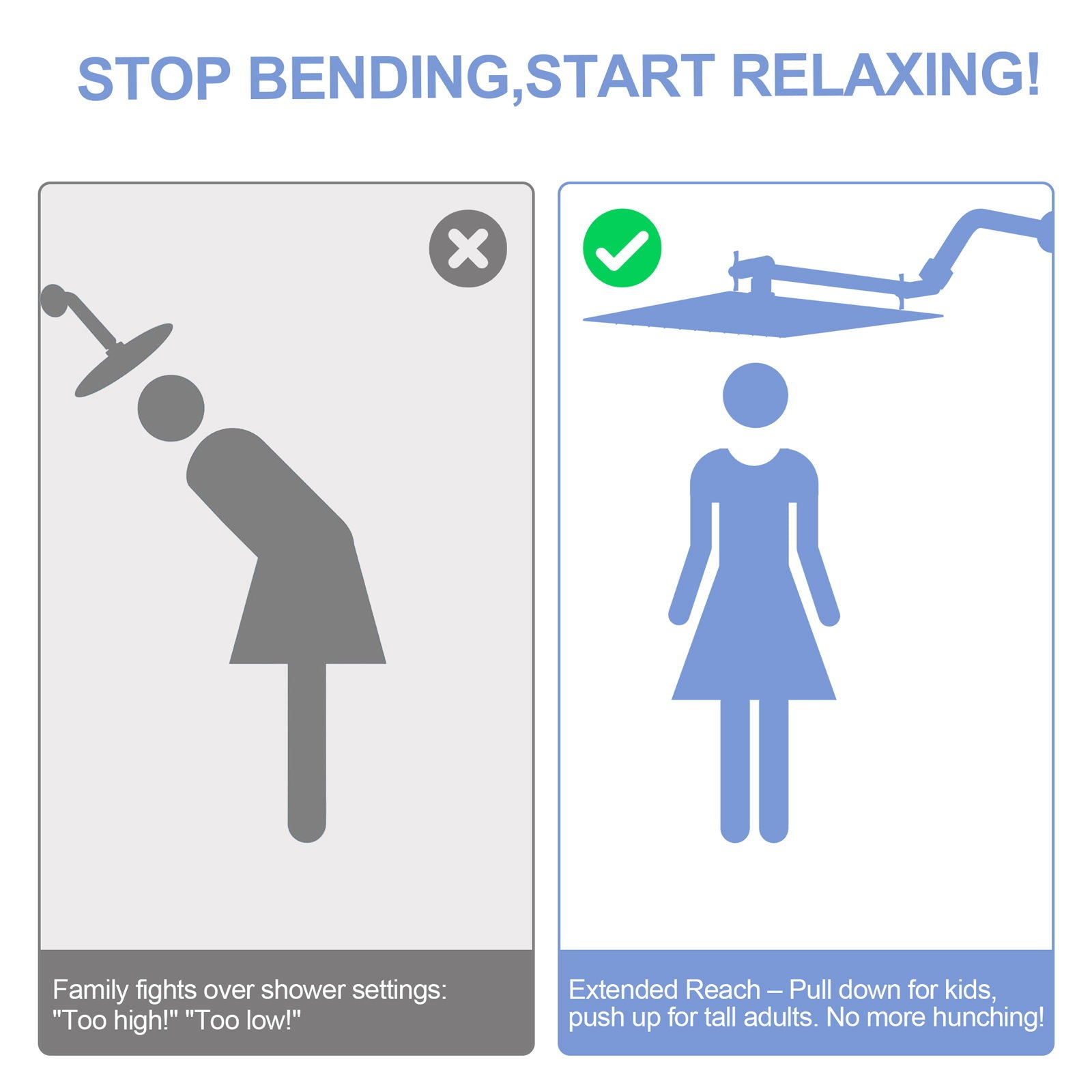 Sleek Design Stainless Steel Shower Arm Extension