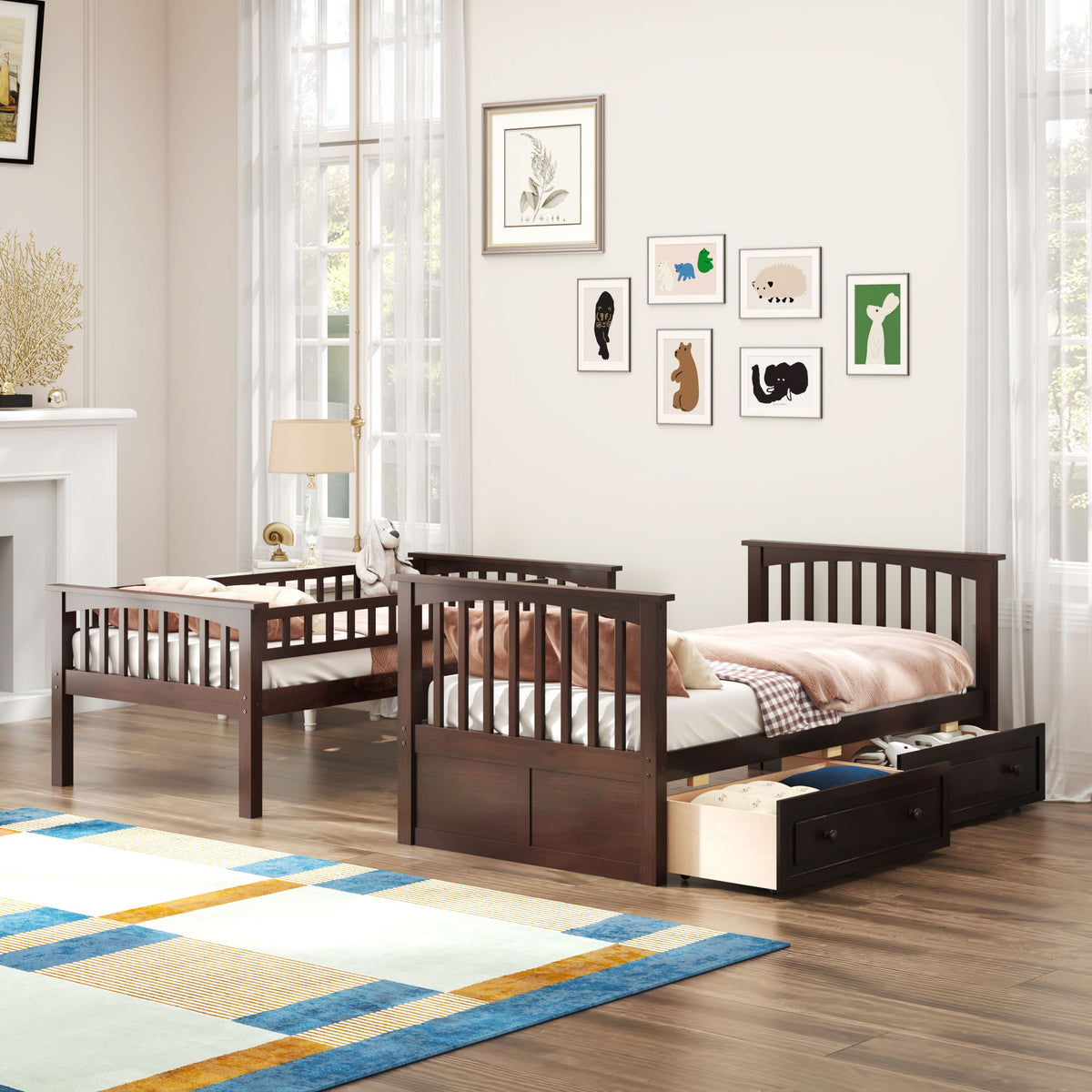 Bunk Bed With Drawers, Convertible Design