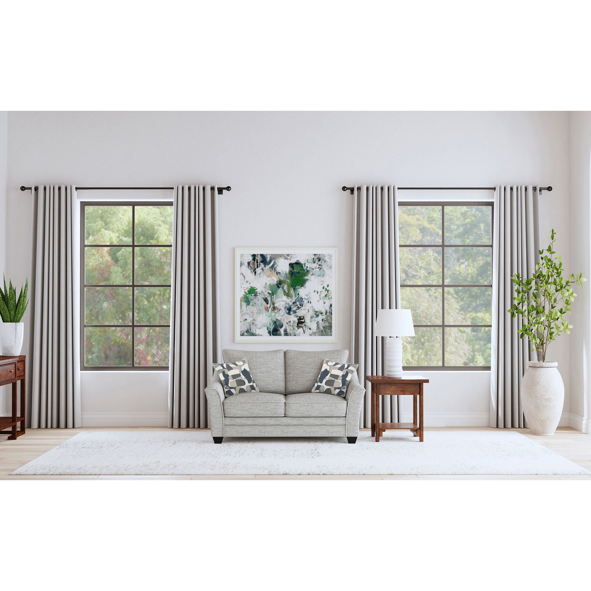 Lido - Upholstered Loveseat With Tapering Block Legs - Light Gray