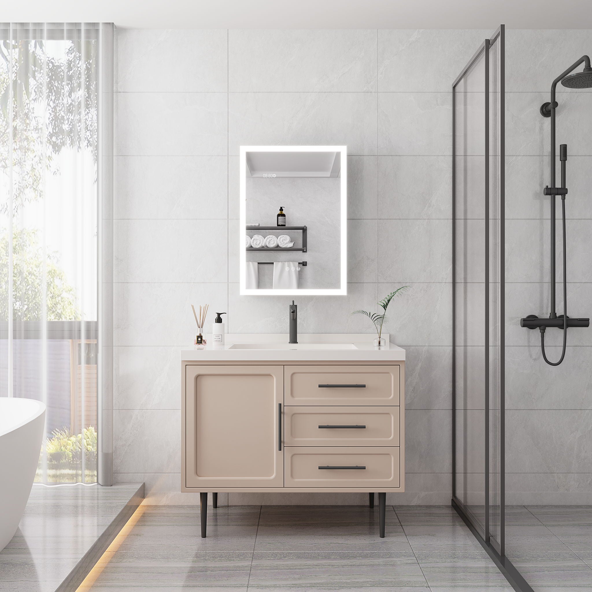 Bathroom Medicine Cabinet With Lights, LED Medicine Cabinet With Mirror, Lighted Medicine Cabinet With Defogger