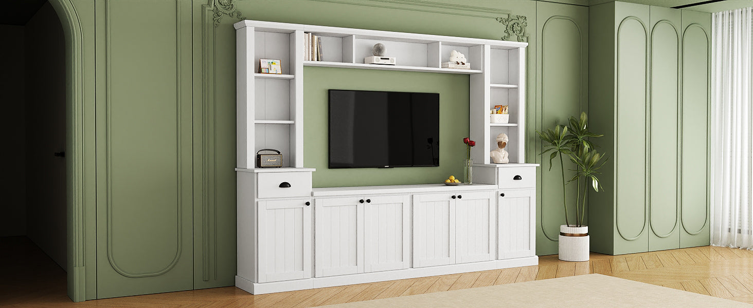 ON-TREND Minimalist Entertainment Wall Unit Set with Bridge for TVs Up to 75&
