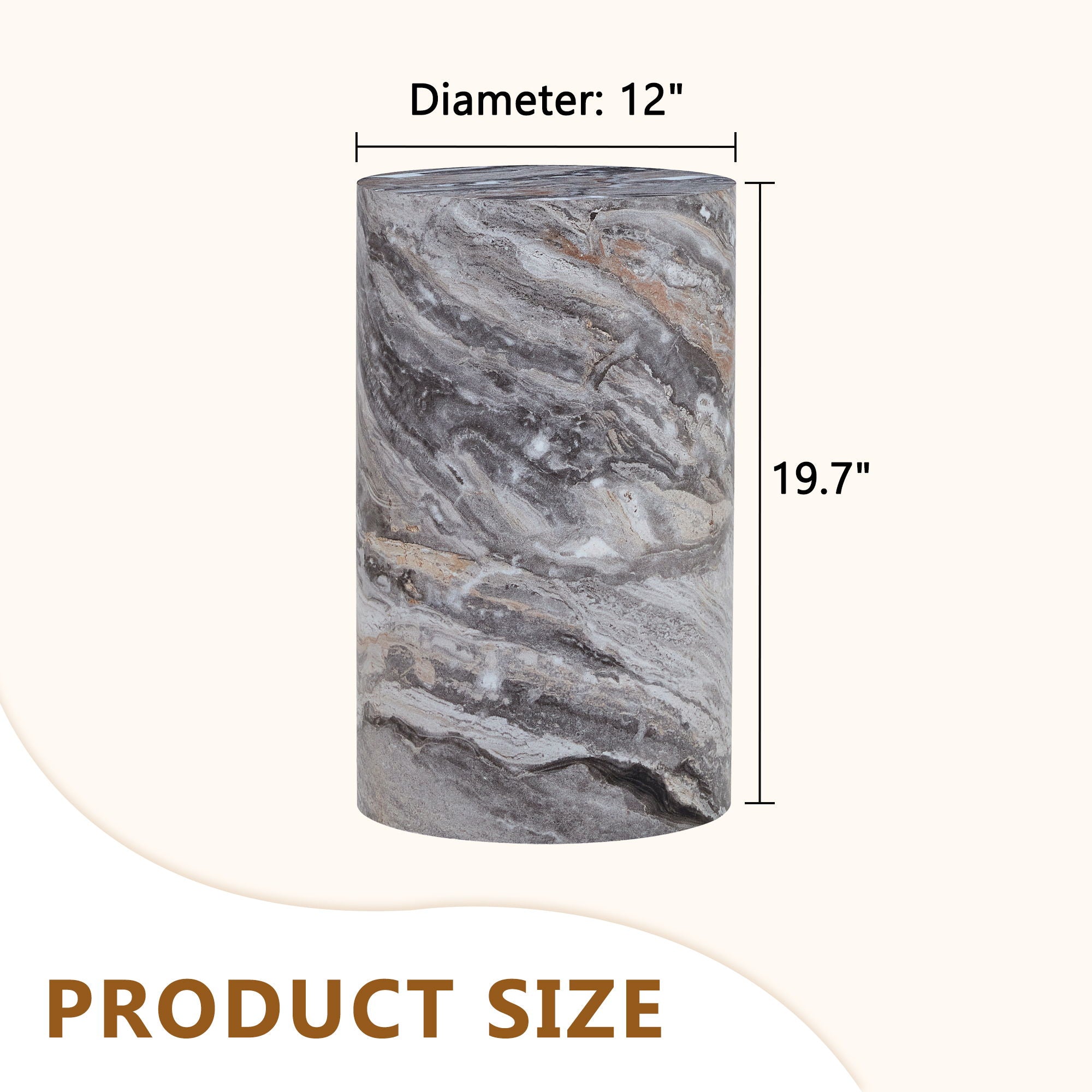 Simple Marble Textured Cylindrical Coffee Table Material - Gray