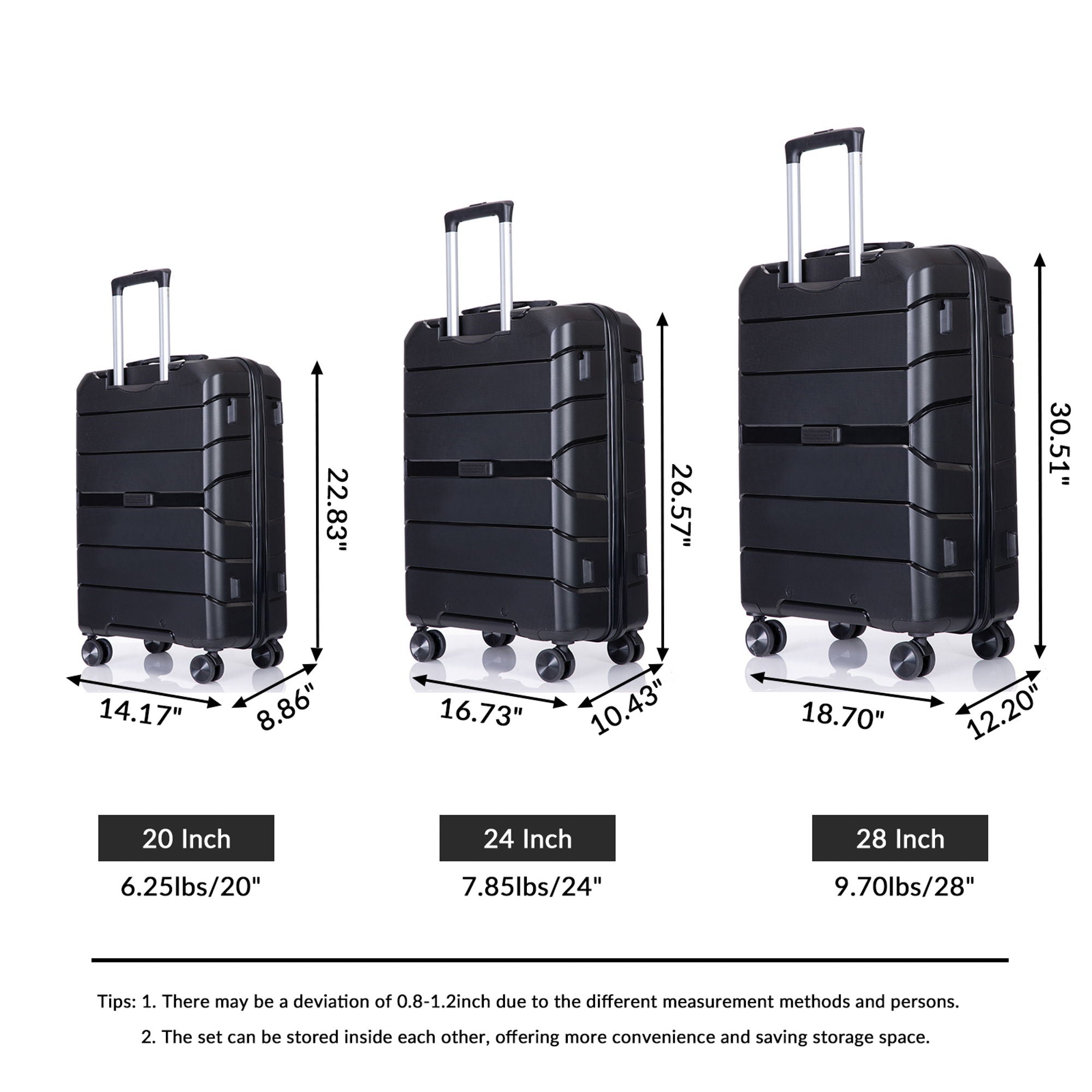 Hardshell Suitcase Spinner Wheels Lightweight Durable Suitcase With Tsa Lock, 3 Piece Set