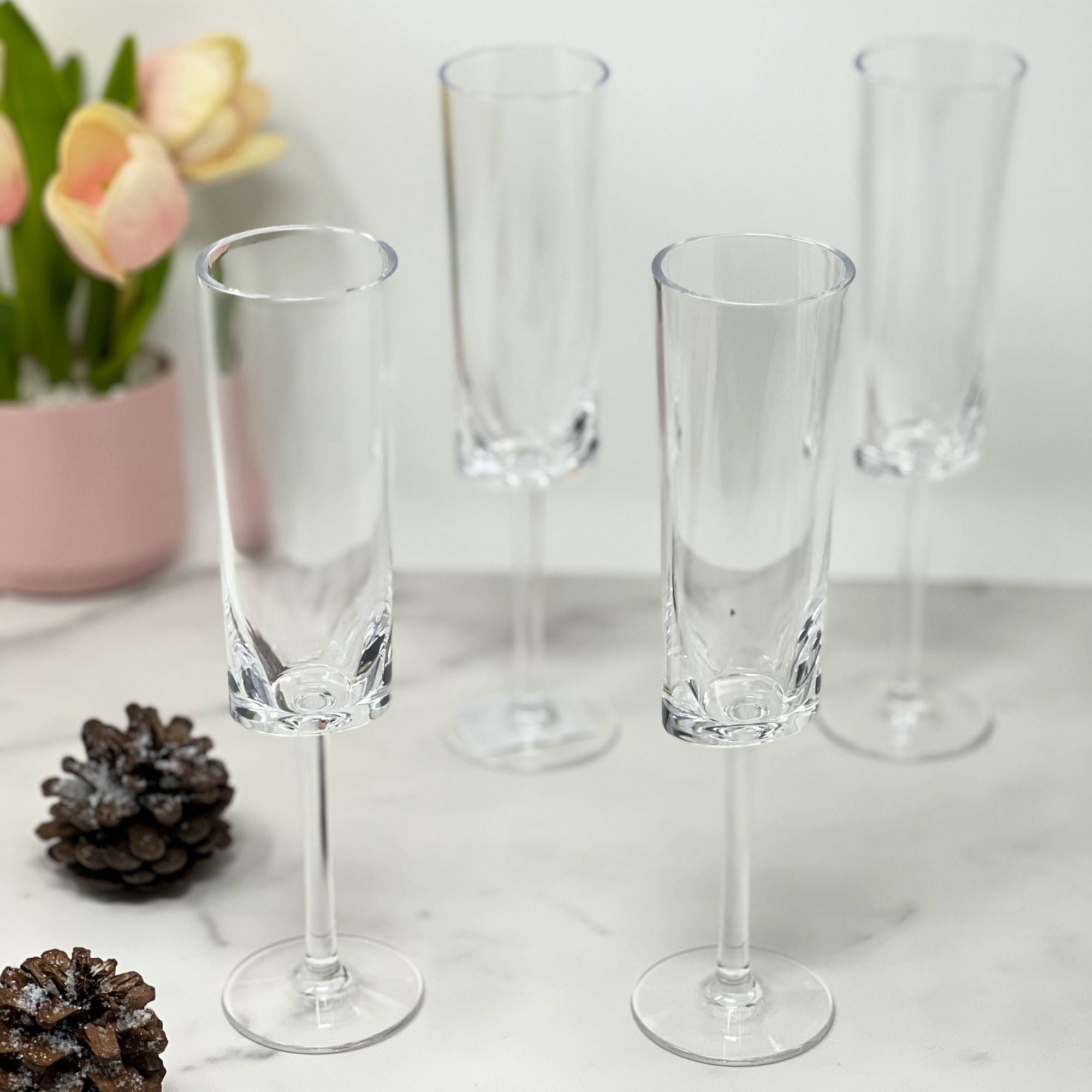 Oval Halo - Acrylic Champagne Flutes (Set of 4)