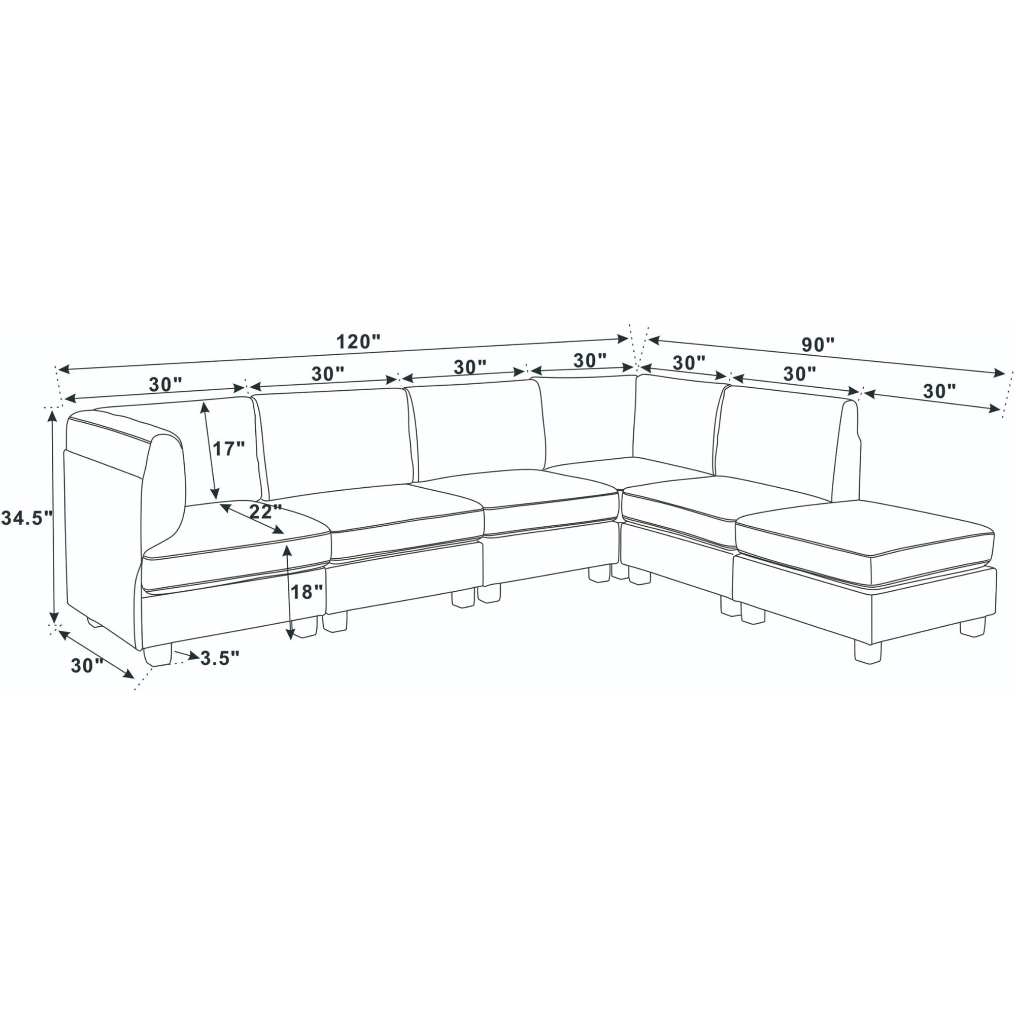 Upholstered Modular Sectional - Black