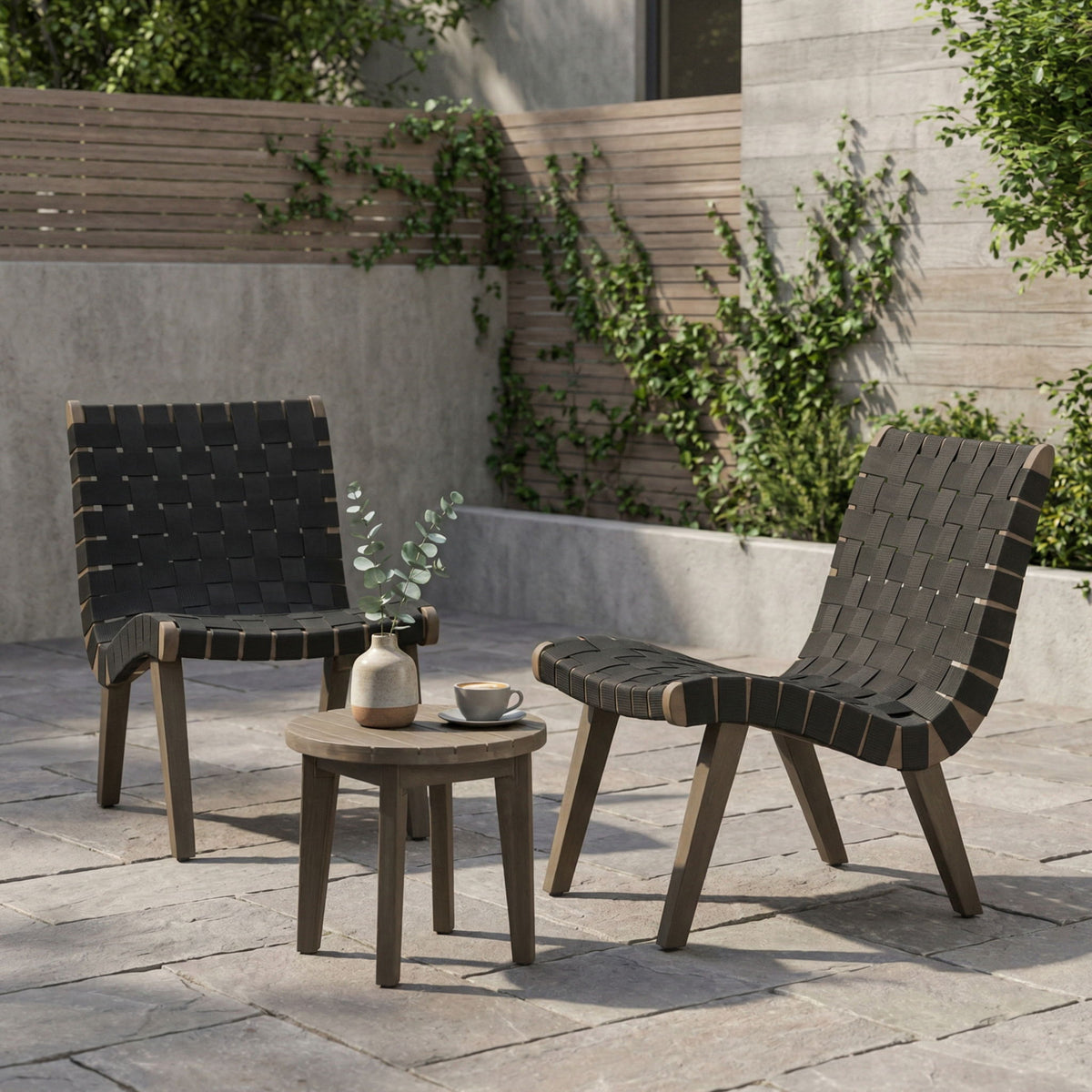 Outdoor 3 Piece Rope Weave Patio Seating Set