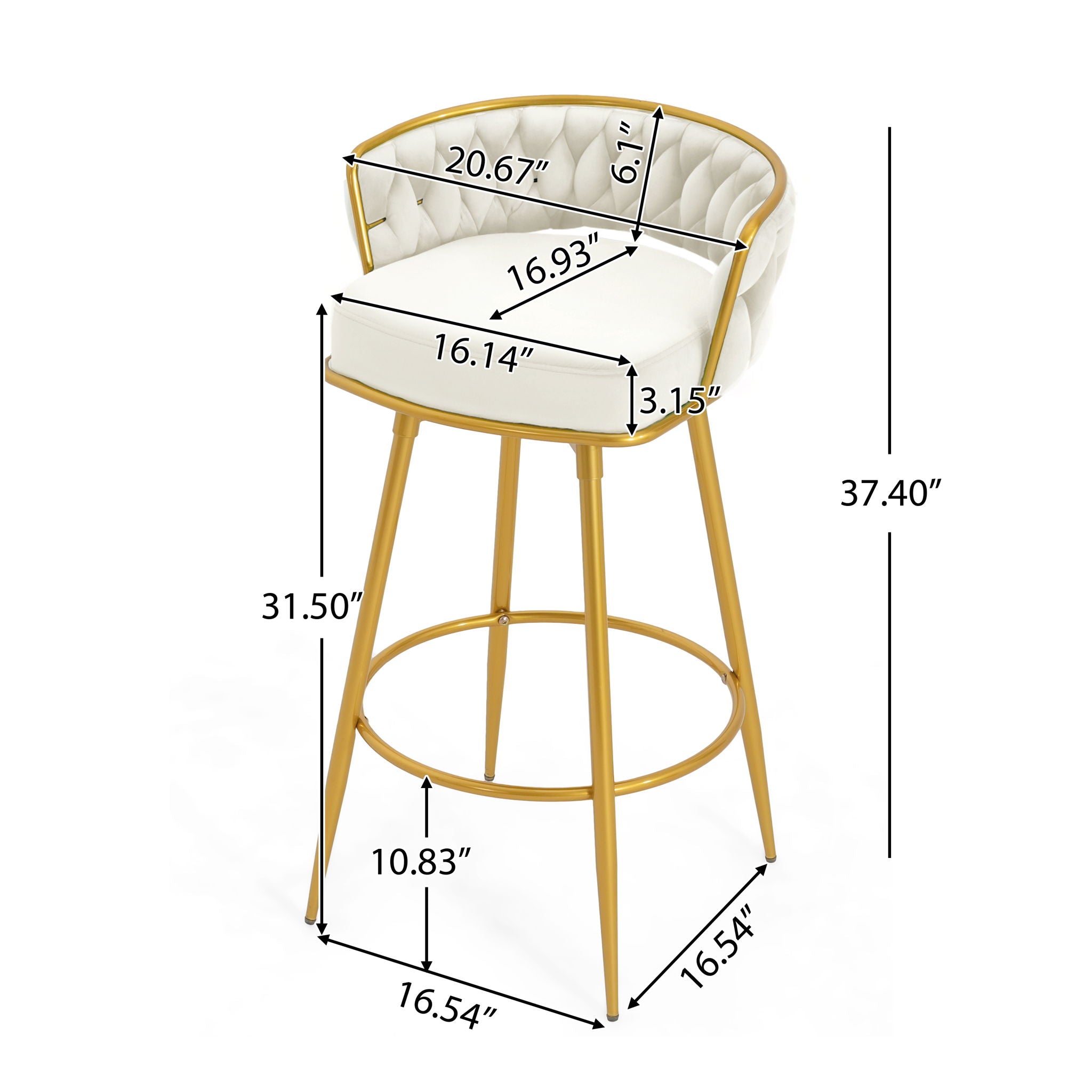 Modern Low Back Upholstered Counter Height Bar Stools (Set of 2)