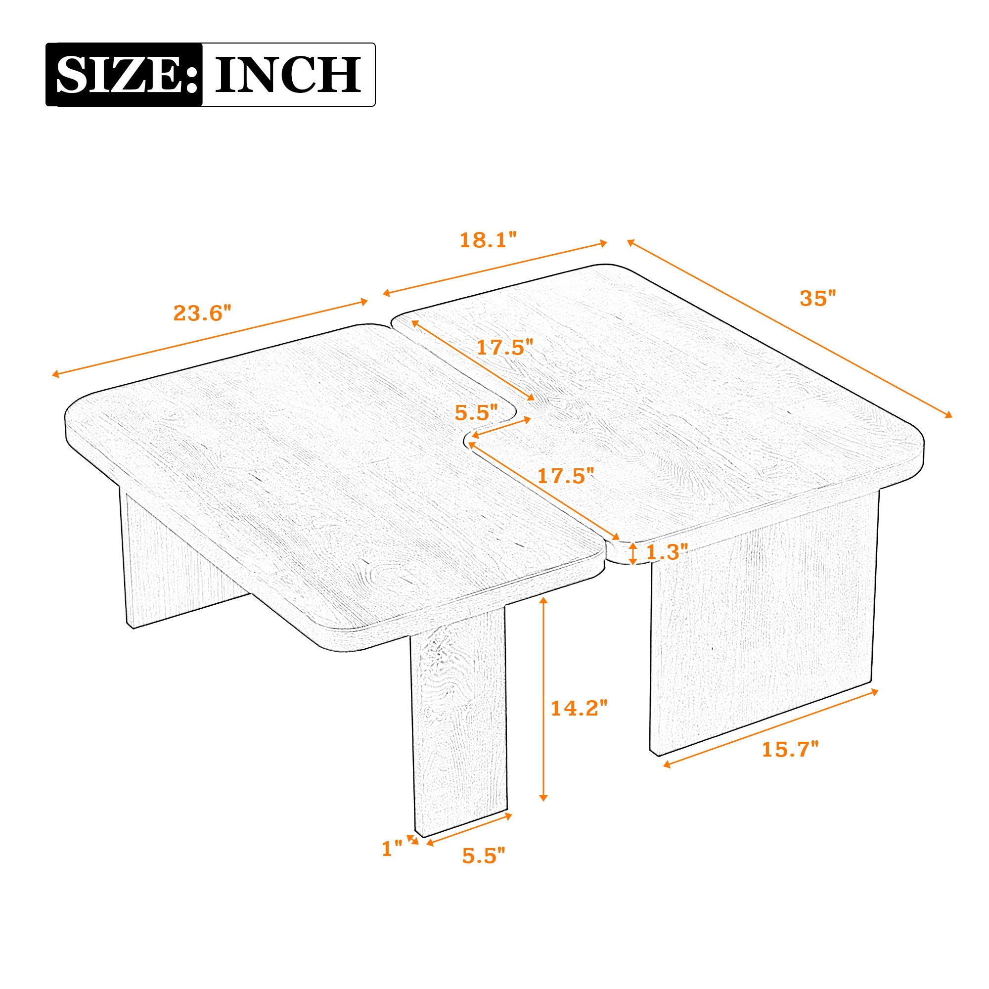 Modern Minimalist Coffee Table Set, Rectangle Coffee Table With Splicing Design, Multifunctional Combination Table For Living Room - Black