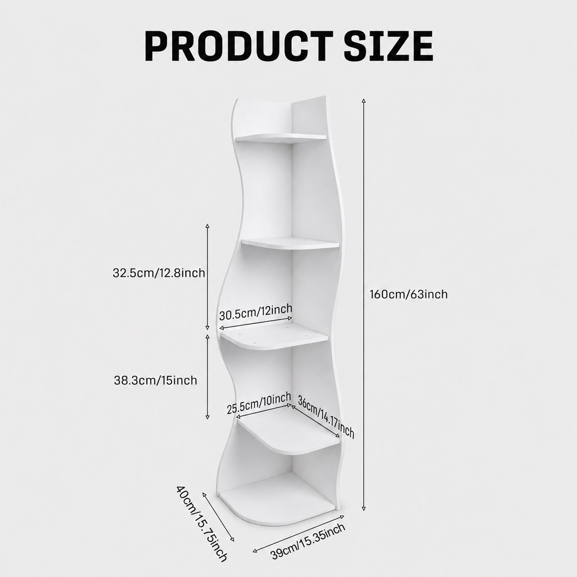 5 Tier S - Shaped Corner Shelf For Living Room