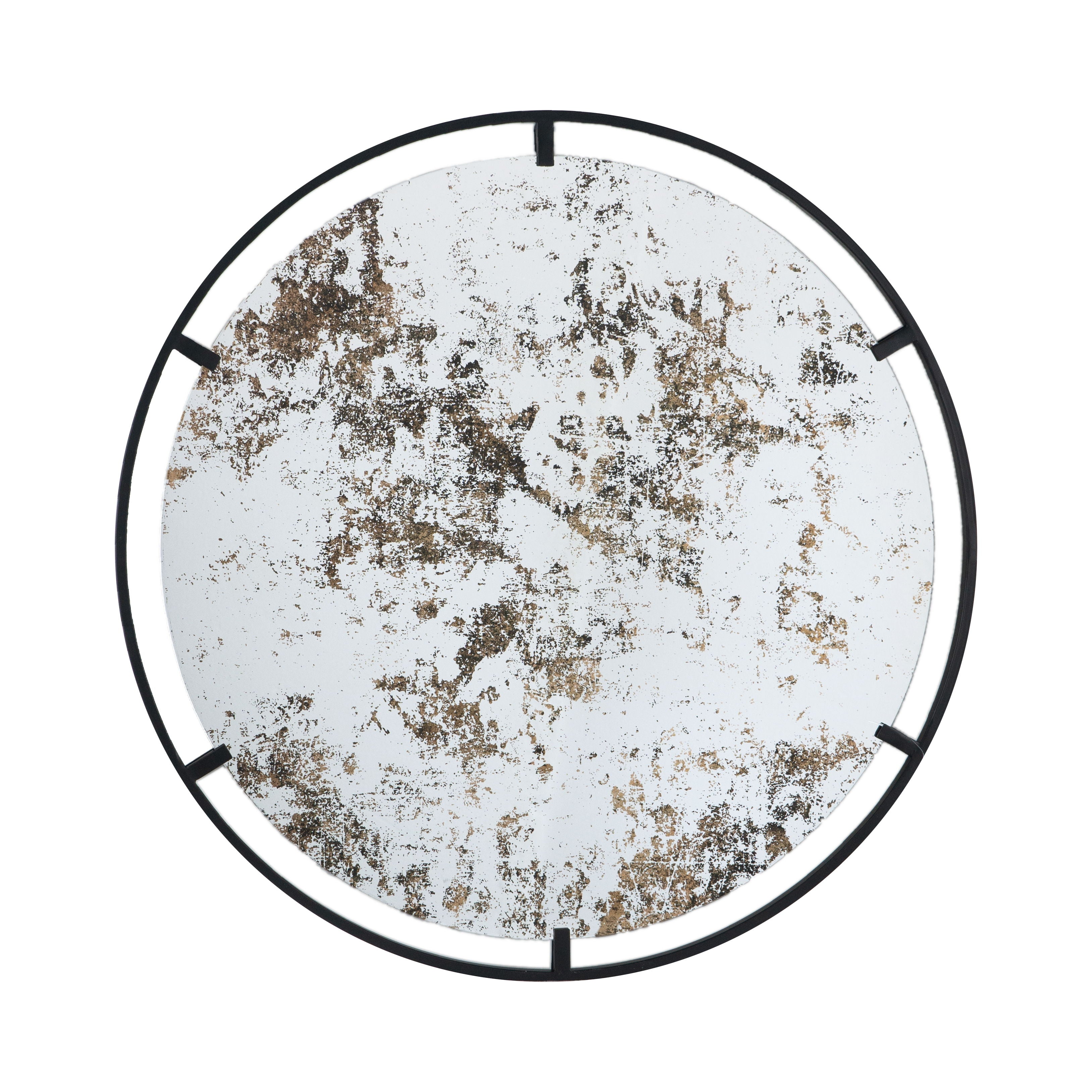 Theodor - Mirror With Industrial Design Round Mirror With Metal Frame For Wall Decor & Entryway Console Lean Against Wall - Black
