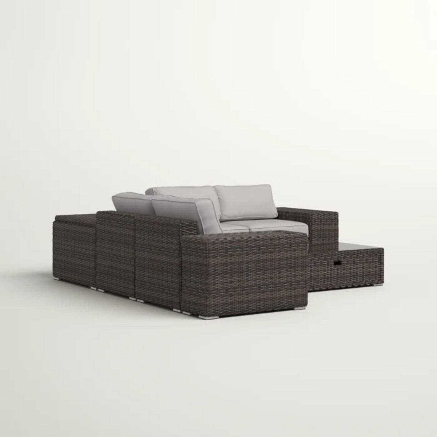 Modern Patio Rattan Sectional Set With Cushions