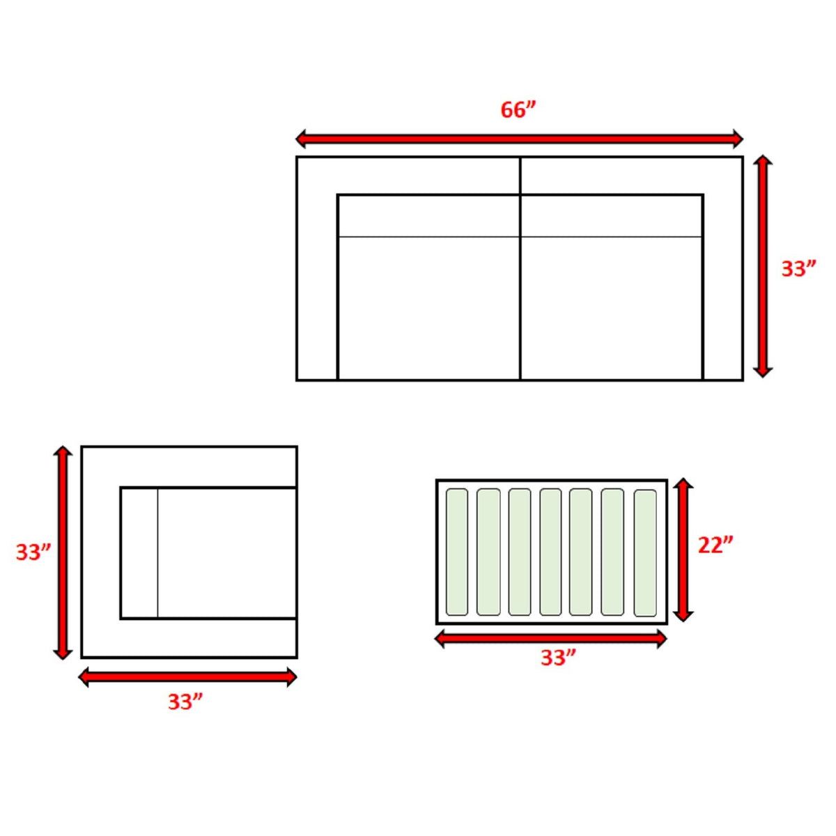 3 Person Outdoor Seating Set With Cushions - Brown