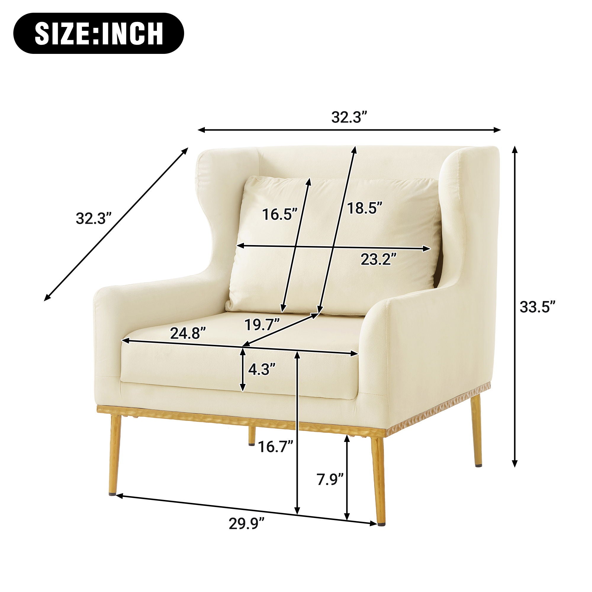 Elegant Curved Armrest Accent Armchair