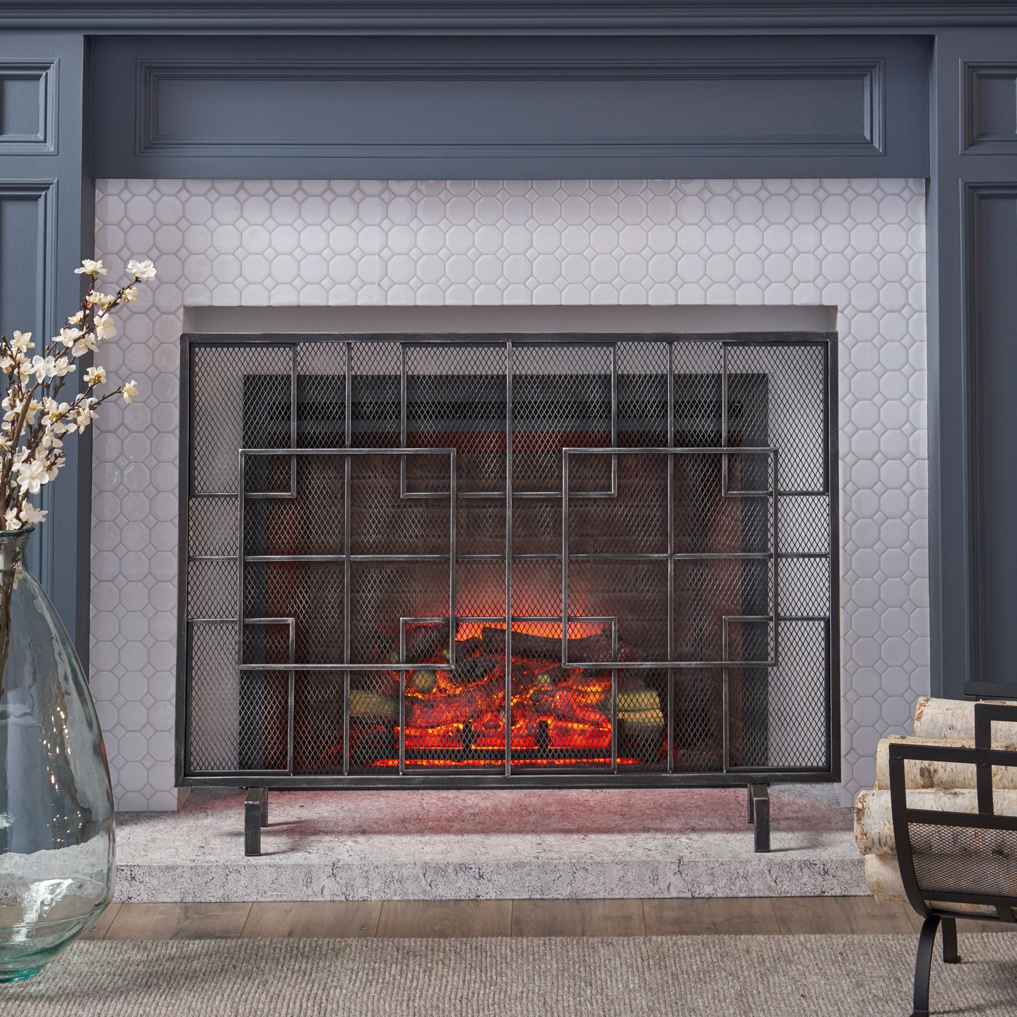 Dorothy - Modern Single Panel Iron Fire Screen