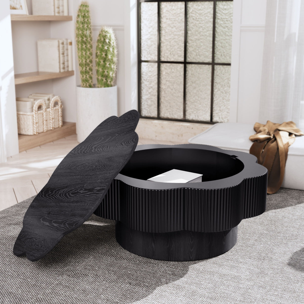 Modern Plum Blossom Shaped Coffee Table With Storage