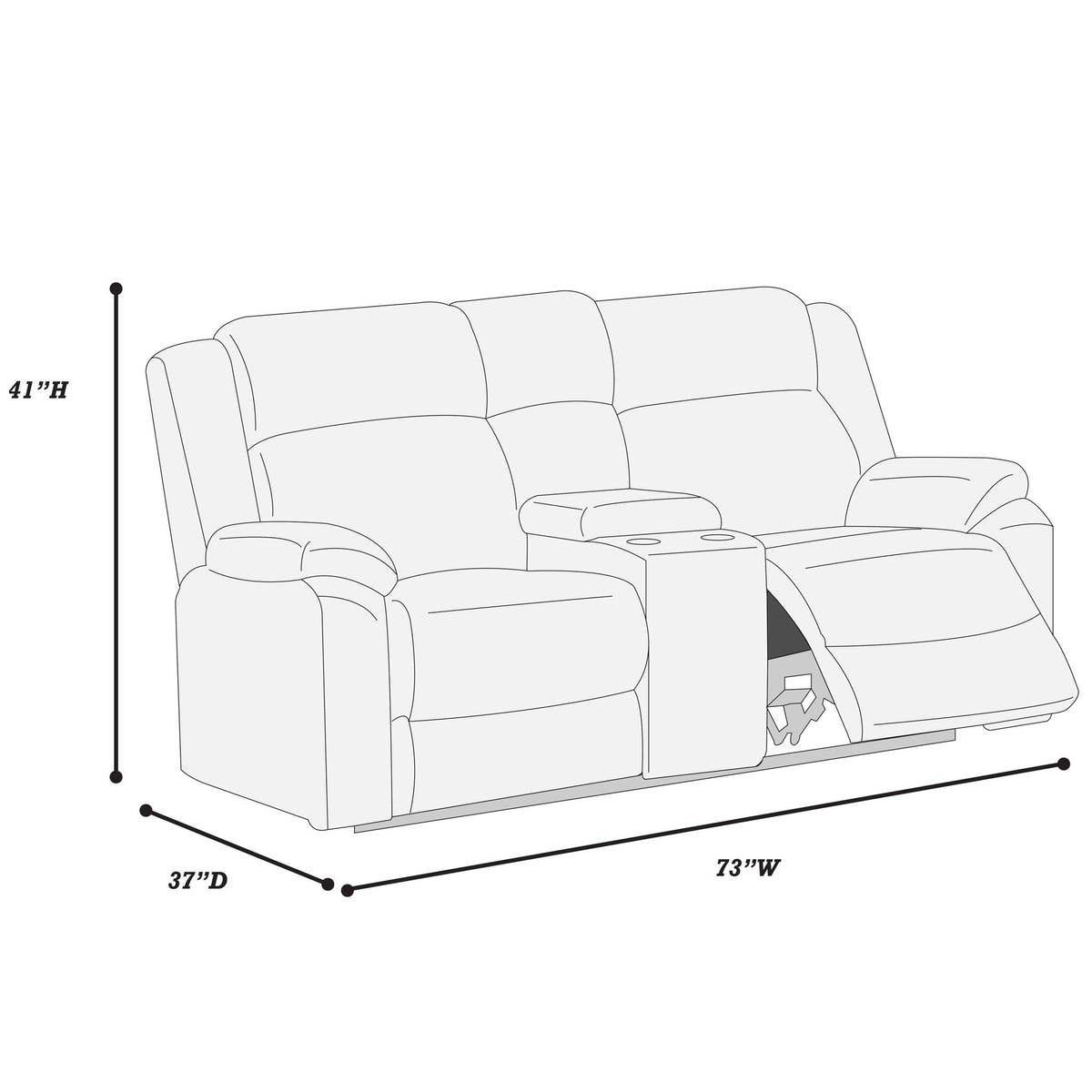 Motion Loveseat With Console Reclining Couch Plush Textured Seat - Smoke