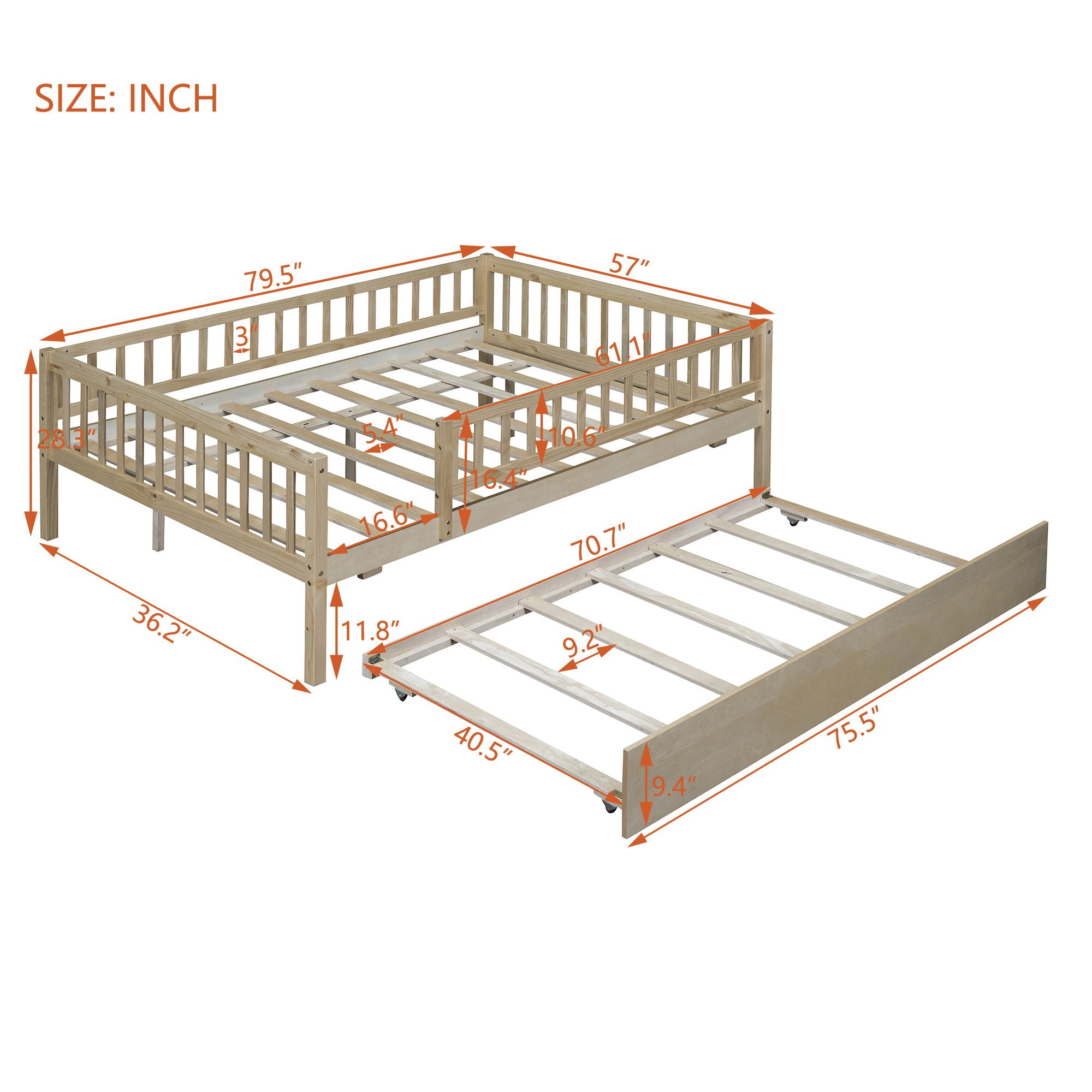 Multi Functional Wooden Daybed Bed