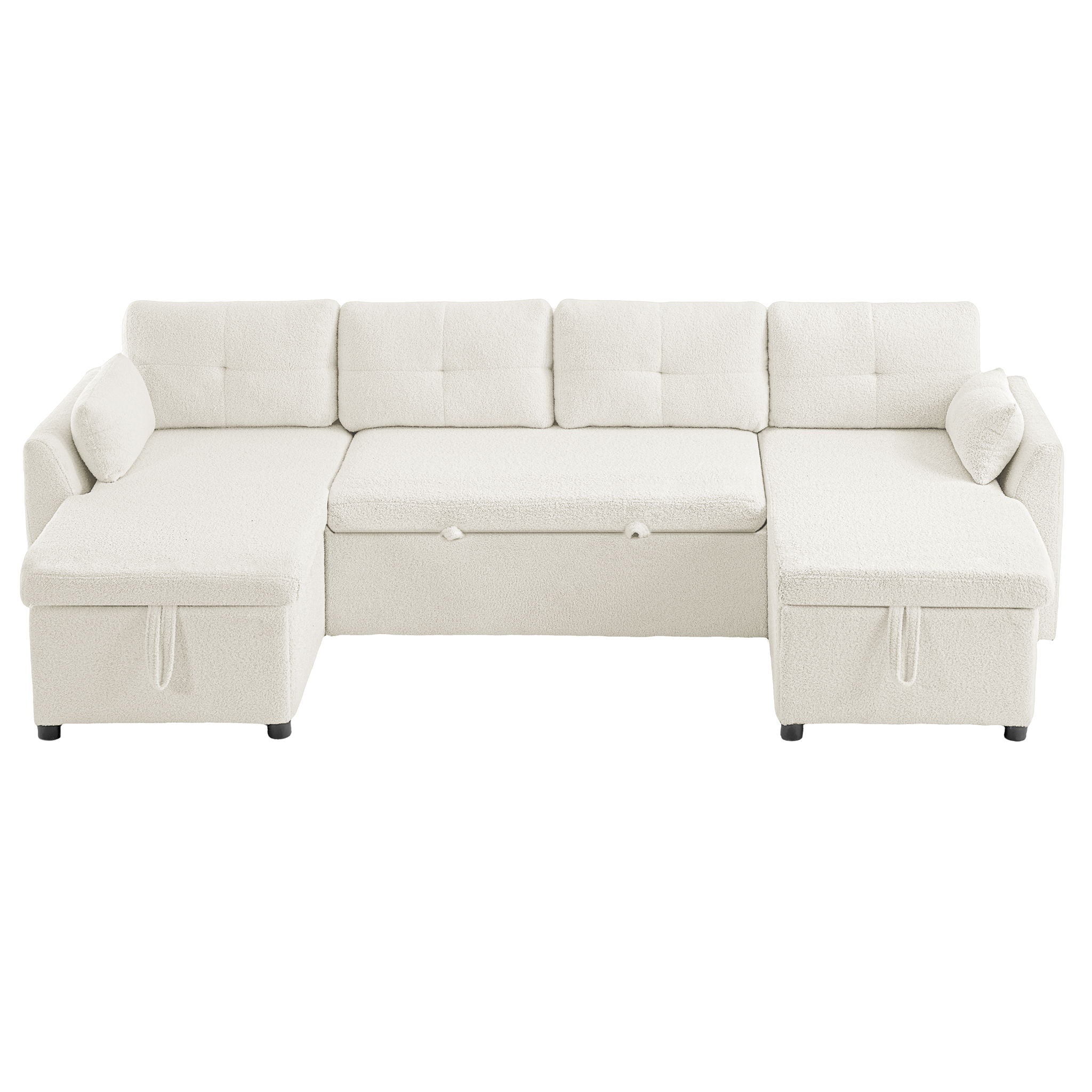 U-Shaped Sectional Sofa Bed With Storage And USB Ports