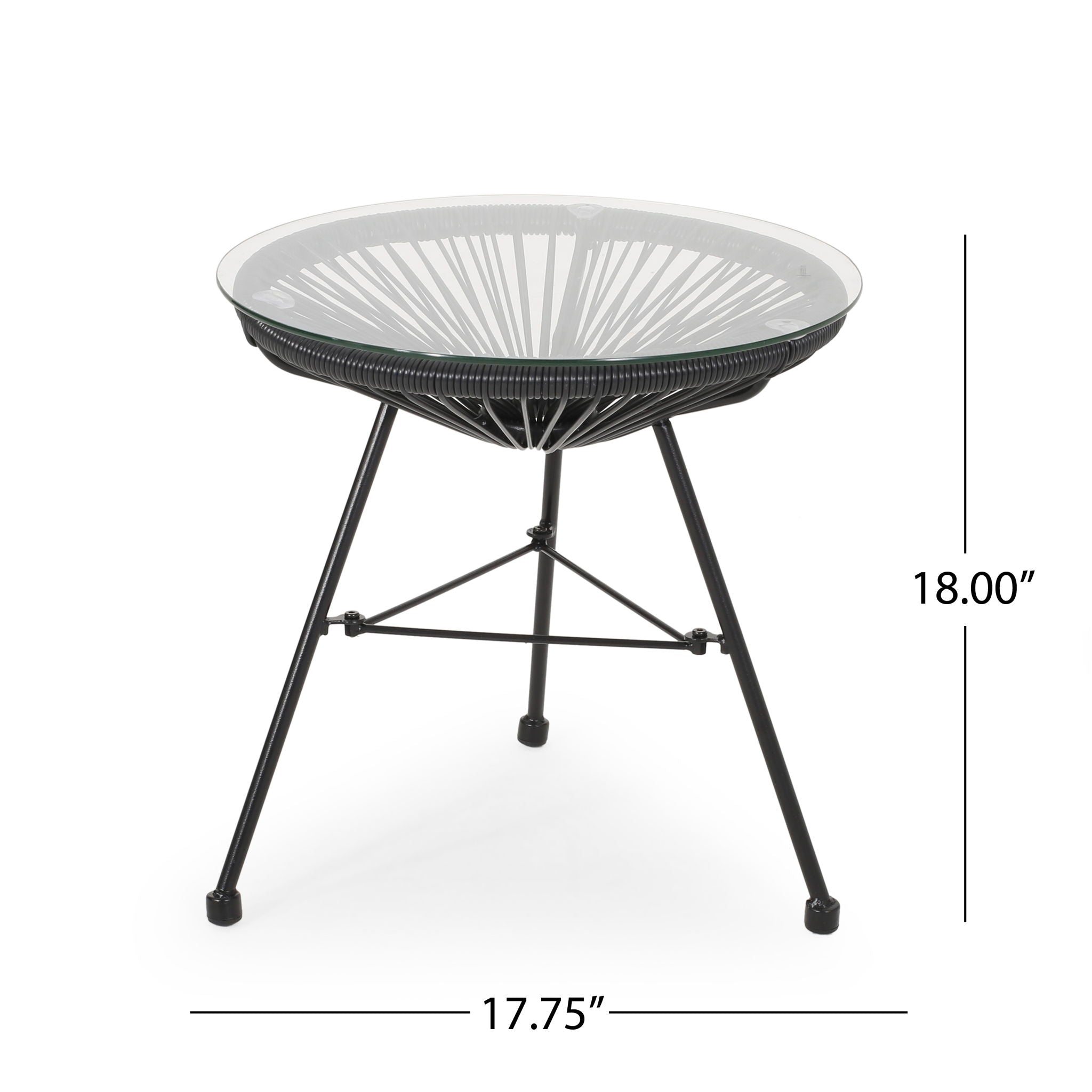 Nusa - Side Table With Tempered Glass Top - Black